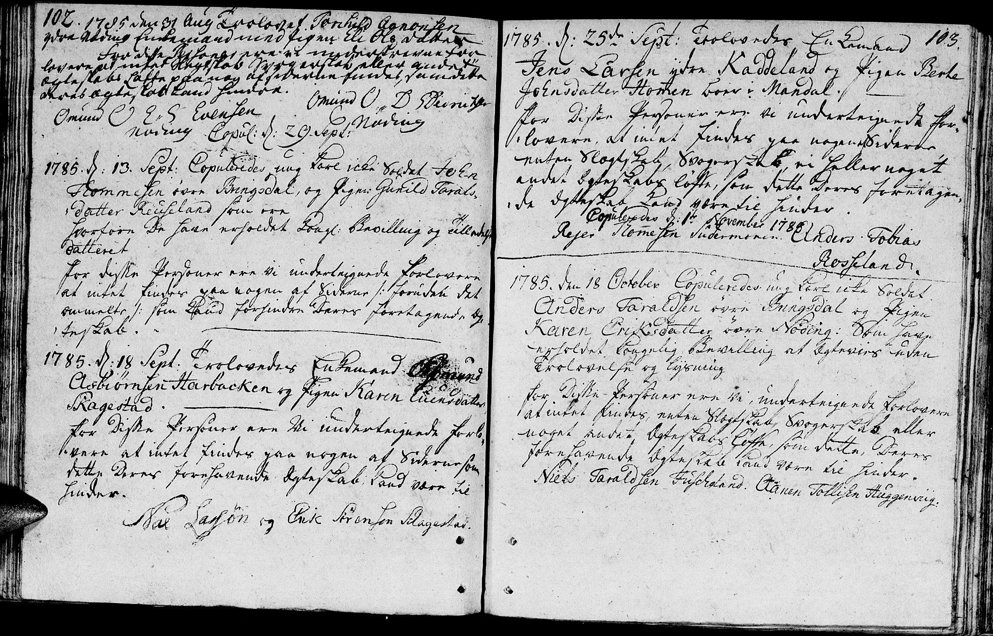 Holum sokneprestkontor, SAK/1111-0022/F/Fa/Faa/L0001: Parish register (official) no. A 1, 1750-1802, p. 102-103