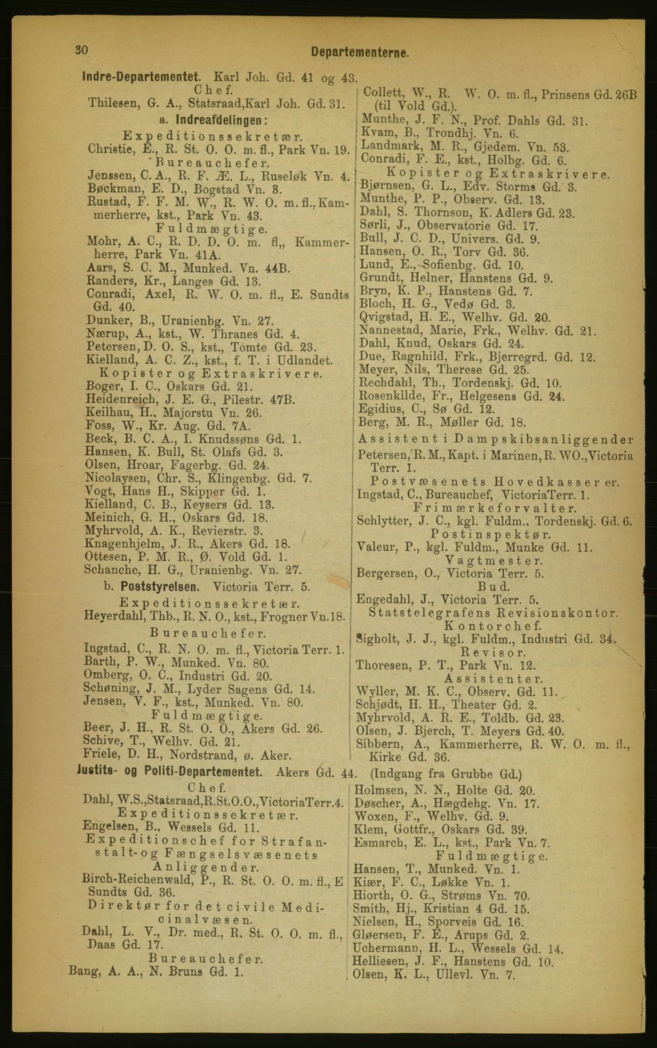 Kristiania/Oslo adressebok, PUBL/-, 1889, p. 30