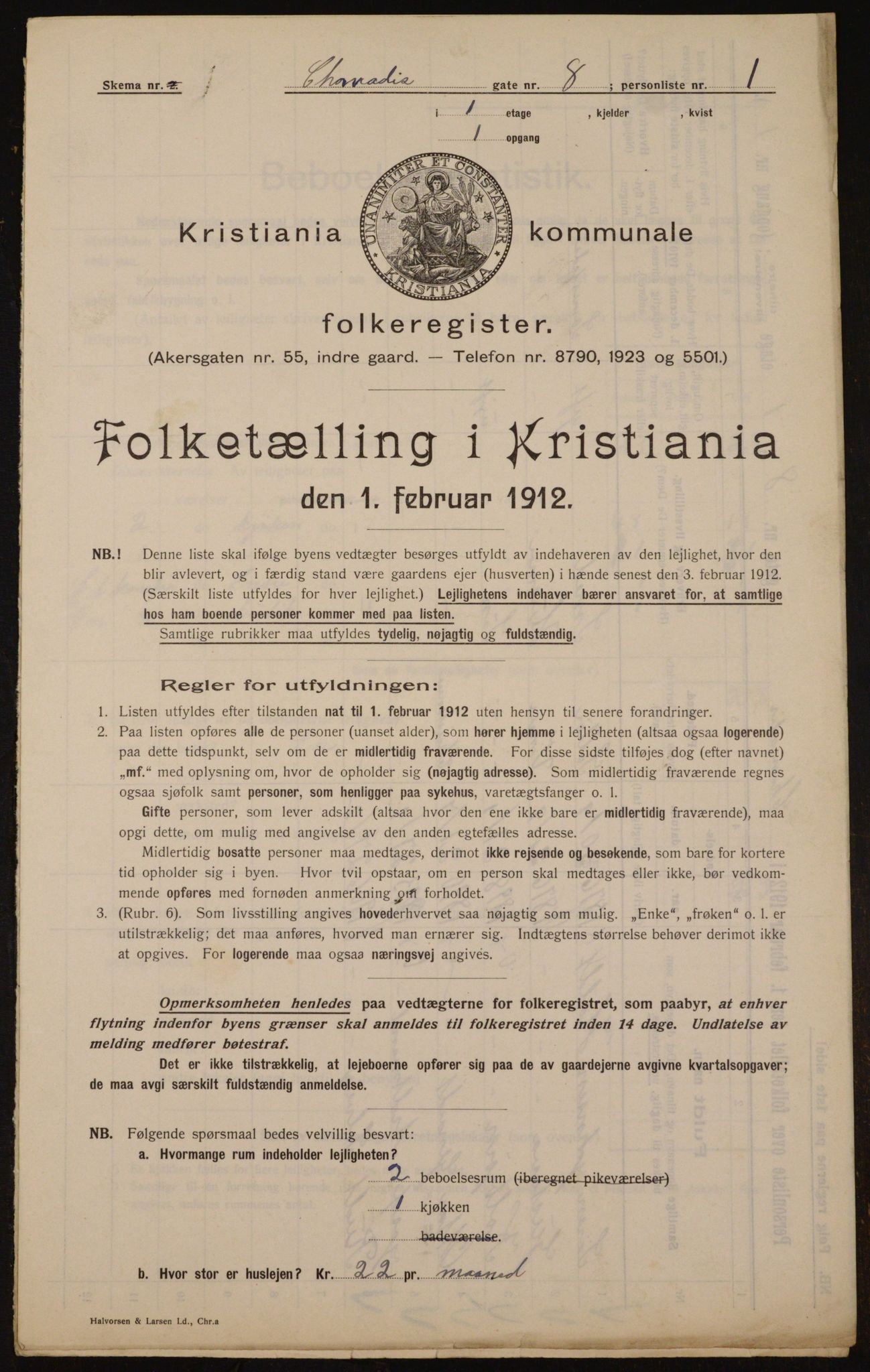 OBA, Municipal Census 1912 for Kristiania, 1912, p. 13487