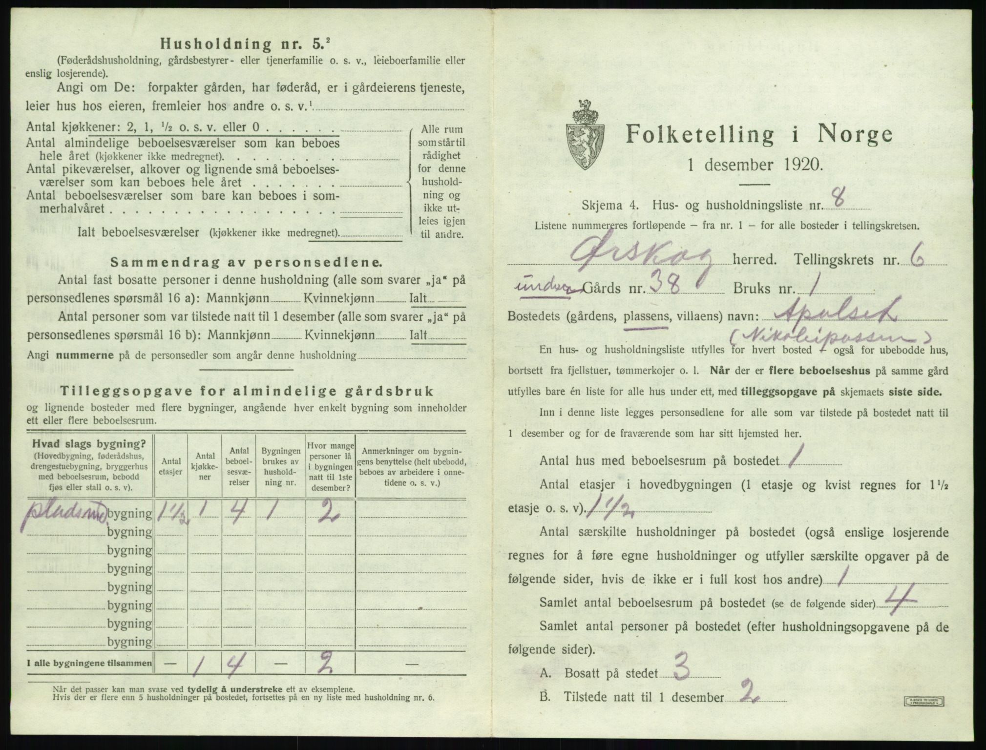 SAT, 1920 census for Ørskog, 1920, p. 494