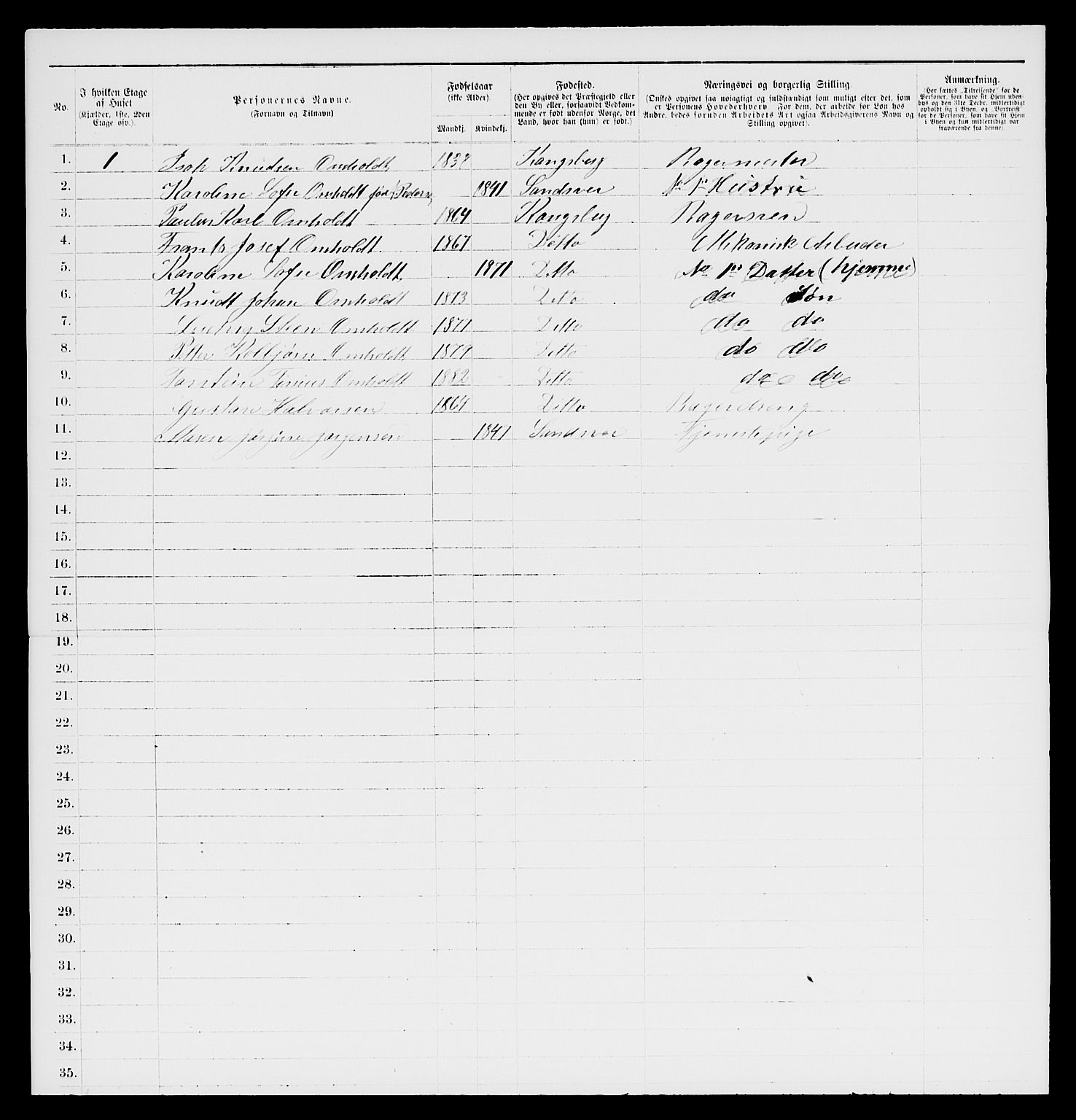 SAKO, 1885 census for 0604 Kongsberg, 1885, p. 325