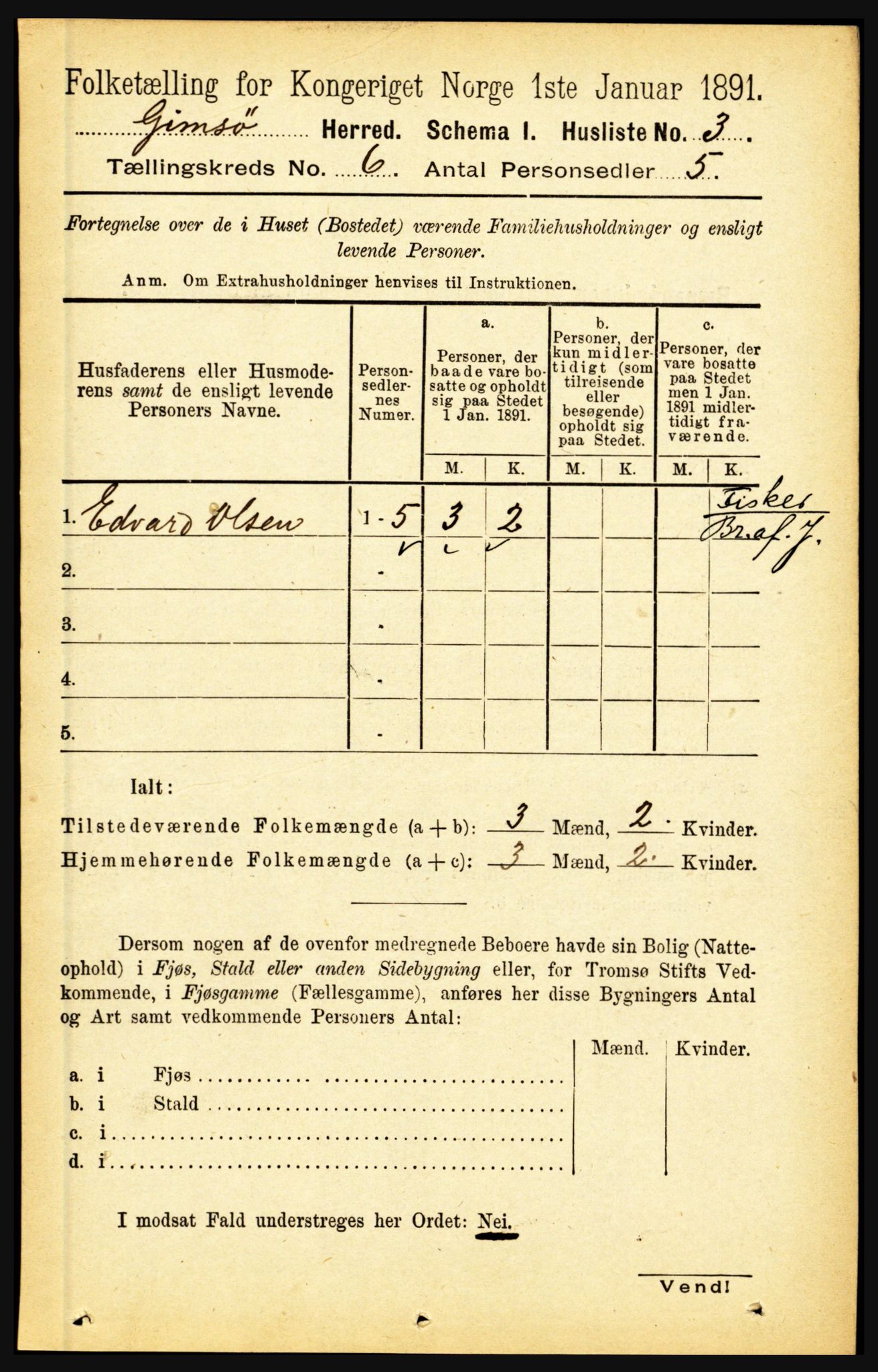 RA, 1891 census for 1864 Gimsøy, 1891, p. 972