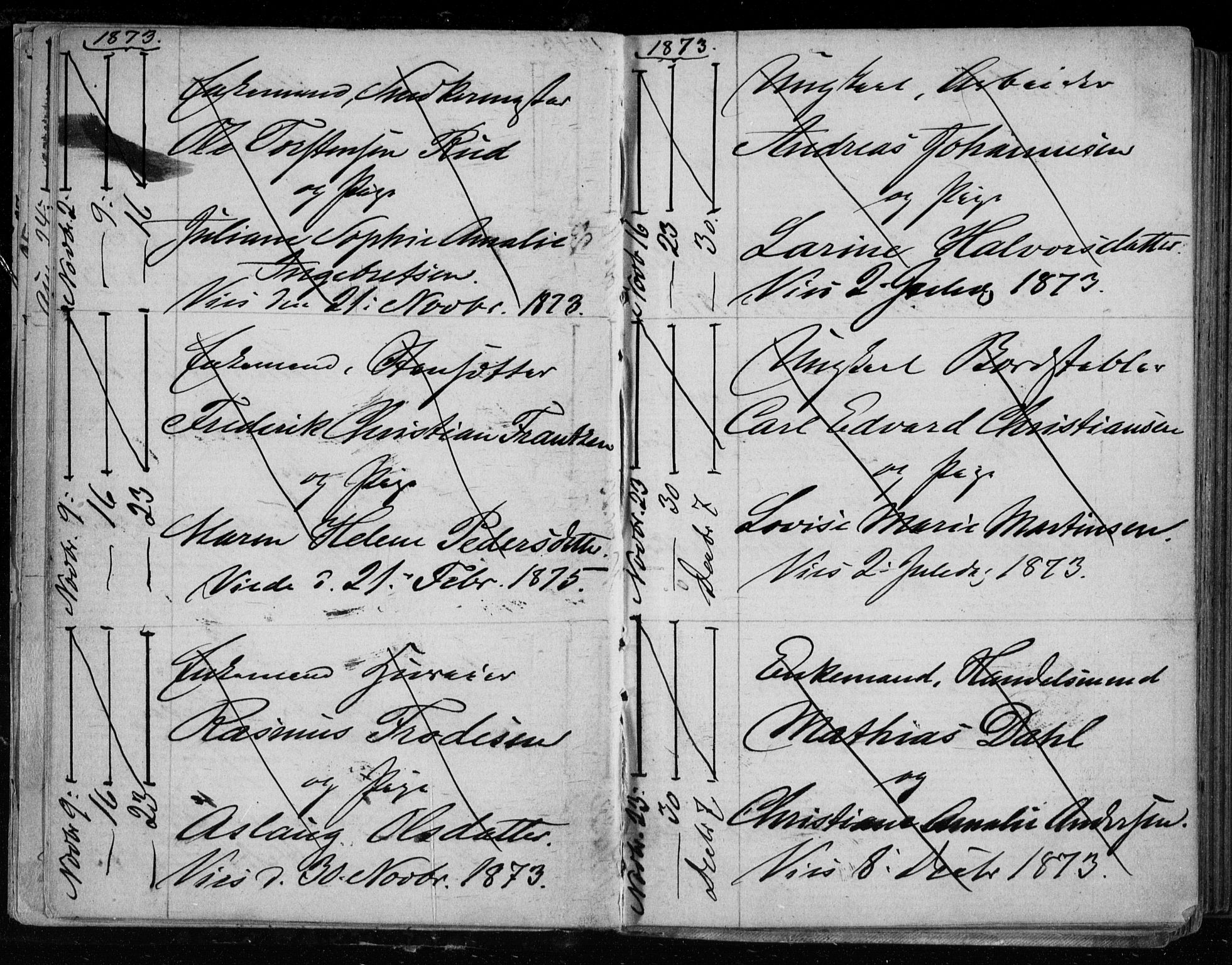 Bragernes kirkebøker, AV/SAKO-A-6/H/Ha/L0006: Banns register no. 6, 1873-1896