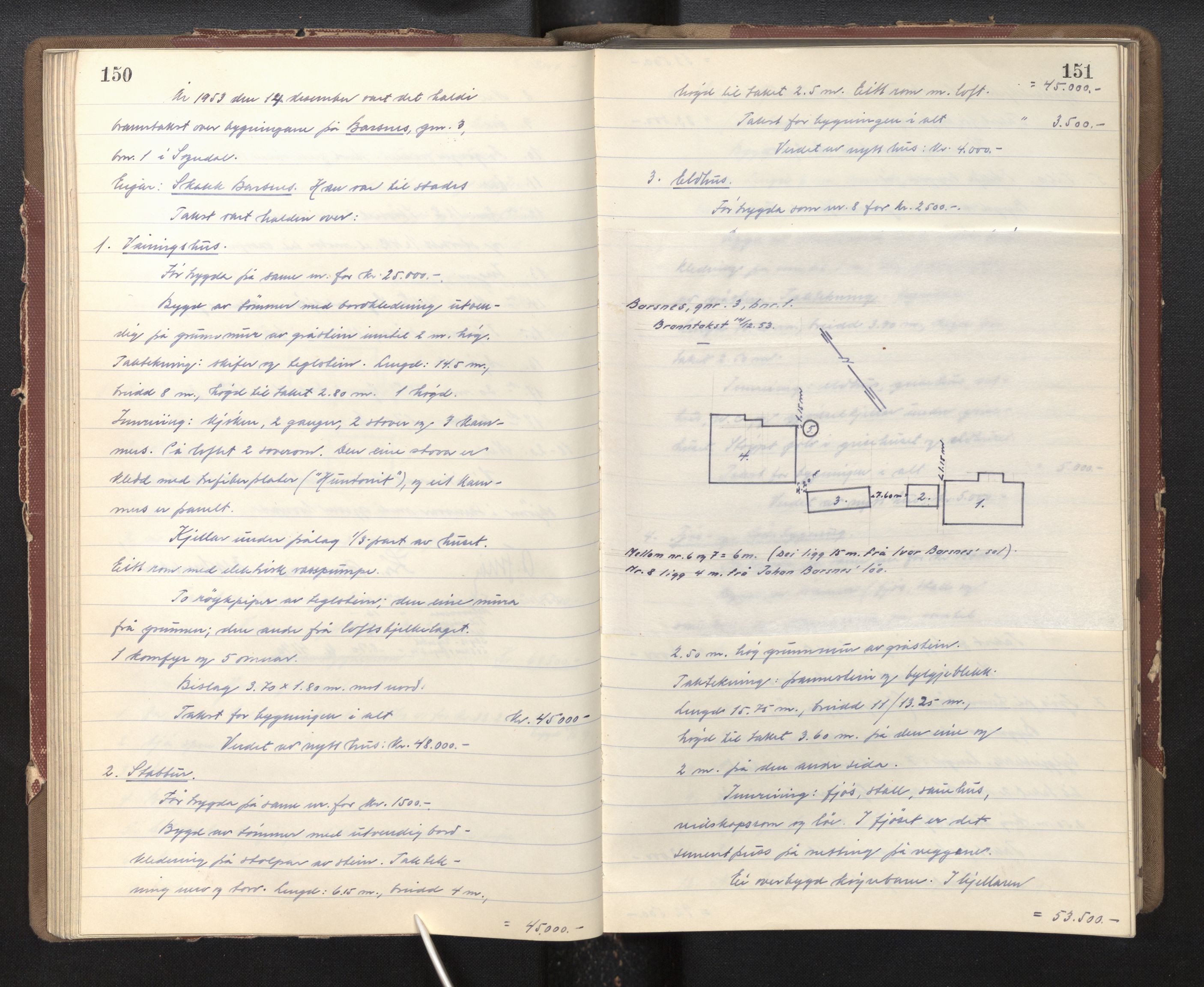 Lensmannen i Sogndal, AV/SAB-A-29901/0012/L0007: Branntakstprotokoll, 1952-1955, p. 150-151