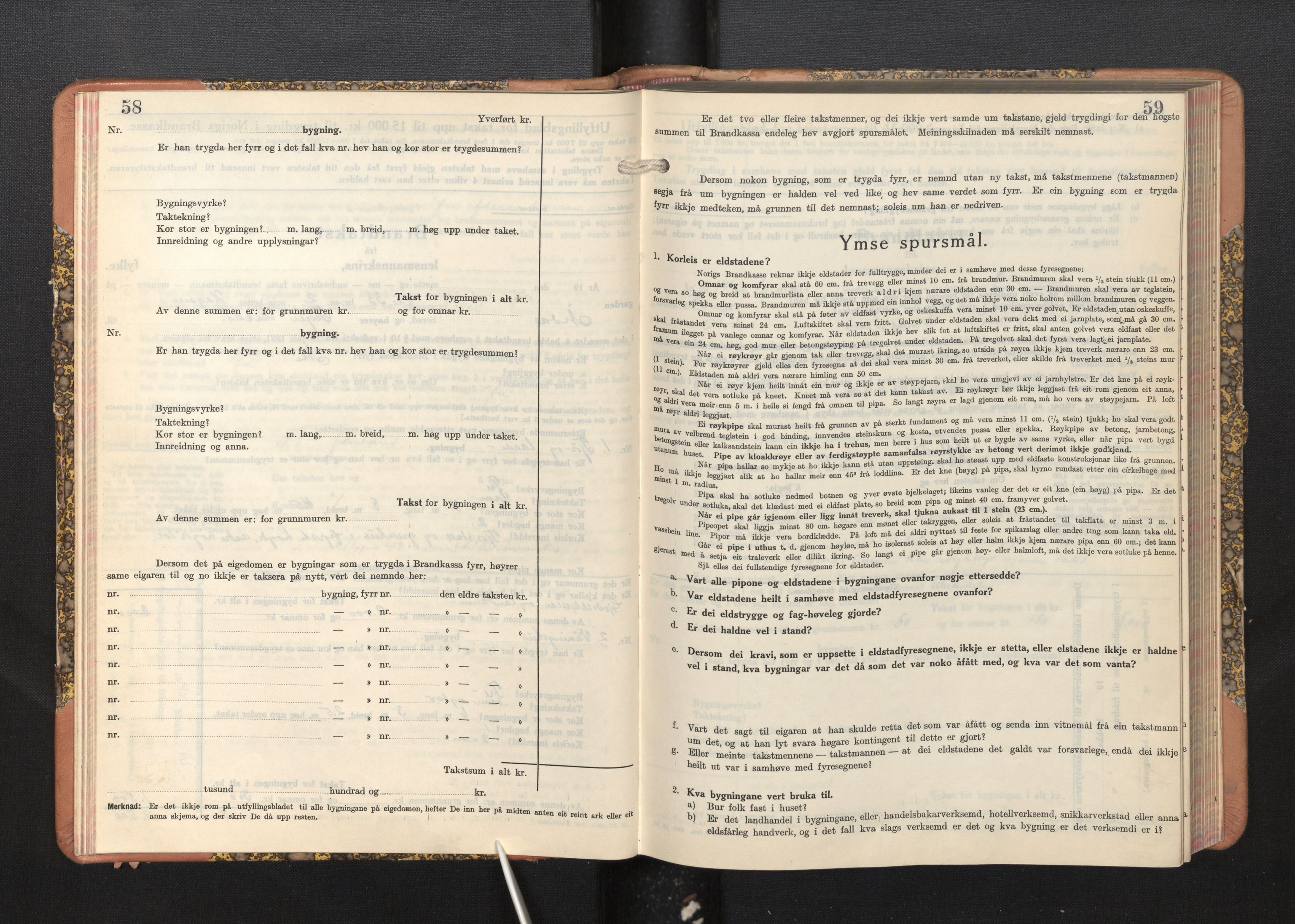 Lensmannen i Årdal, AV/SAB-A-30501/0012/L0011: Branntakstprotokoll, skjematakst, 1939-1948, p. 58-59