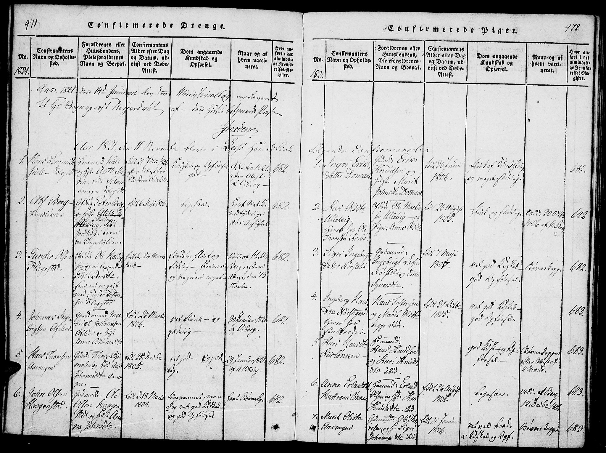 Lesja prestekontor, SAH/PREST-068/H/Ha/Haa/L0004: Parish register (official) no. 4, 1820-1829, p. 471-472