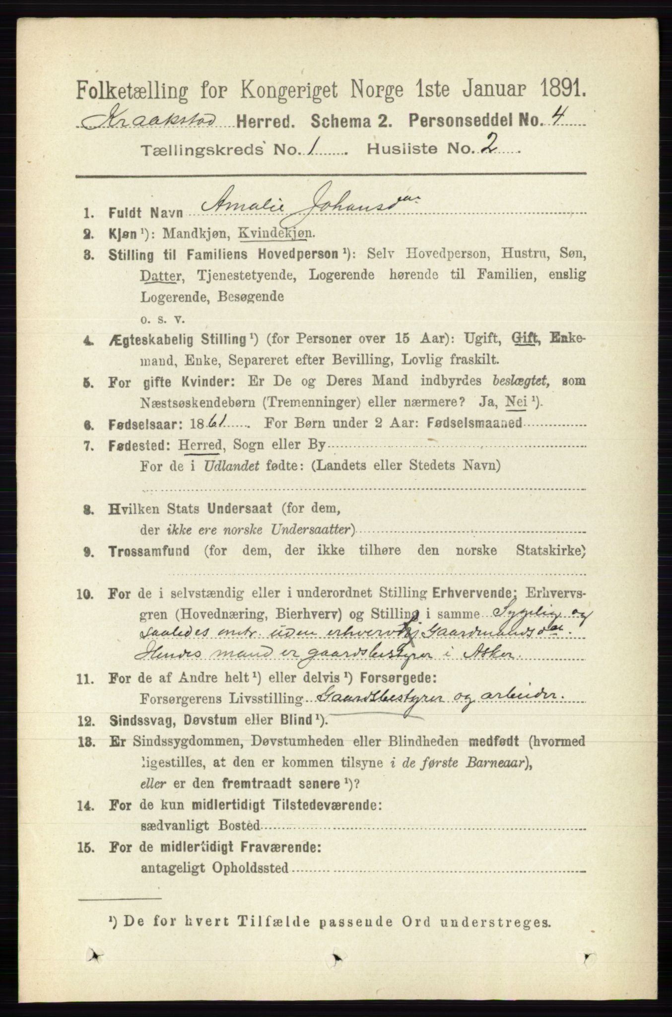 RA, 1891 census for 0212 Kråkstad, 1891, p. 125