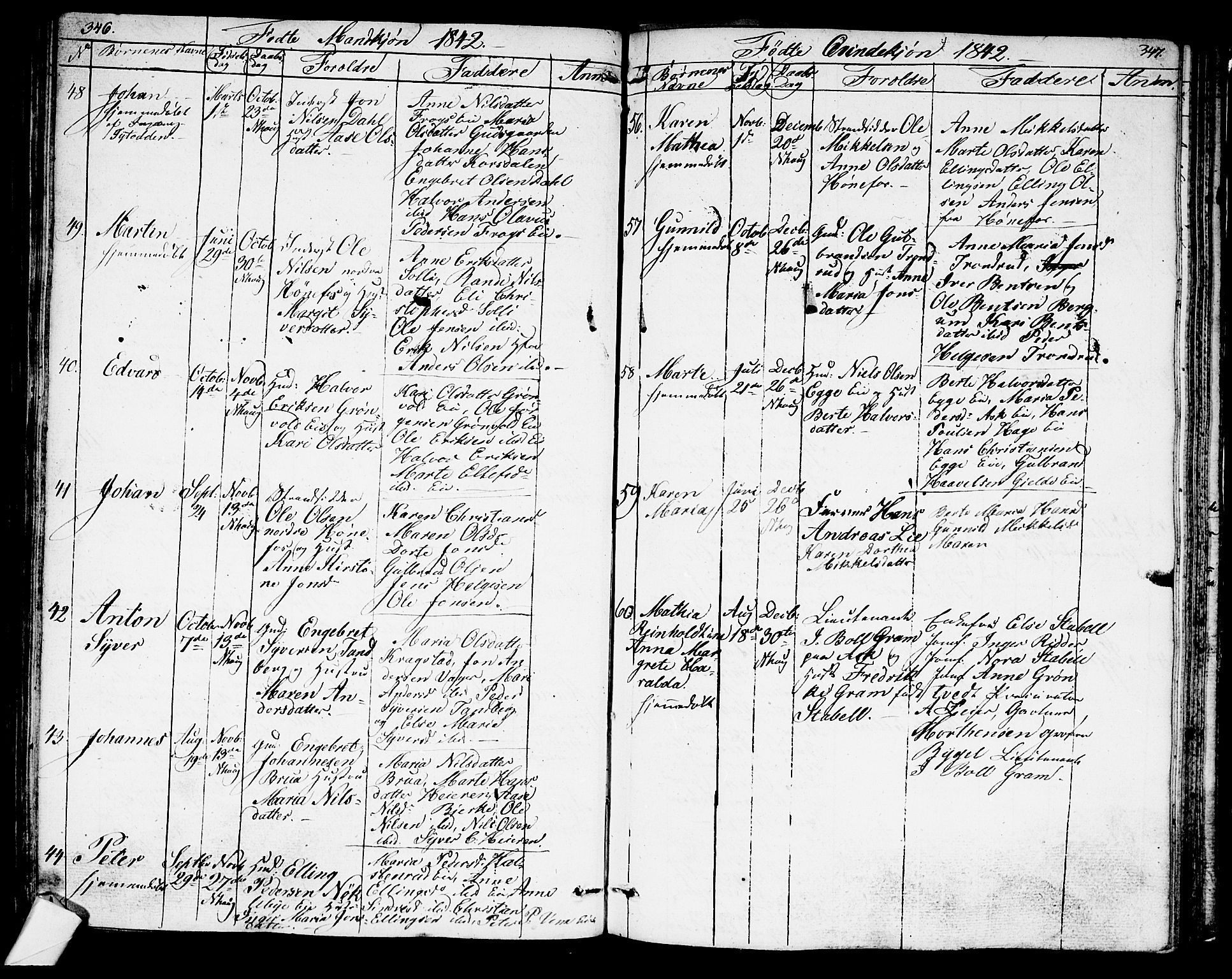 Norderhov kirkebøker, SAKO/A-237/G/Ga/L0004: Parish register (copy) no. I 4, 1824-1849, p. 346-347