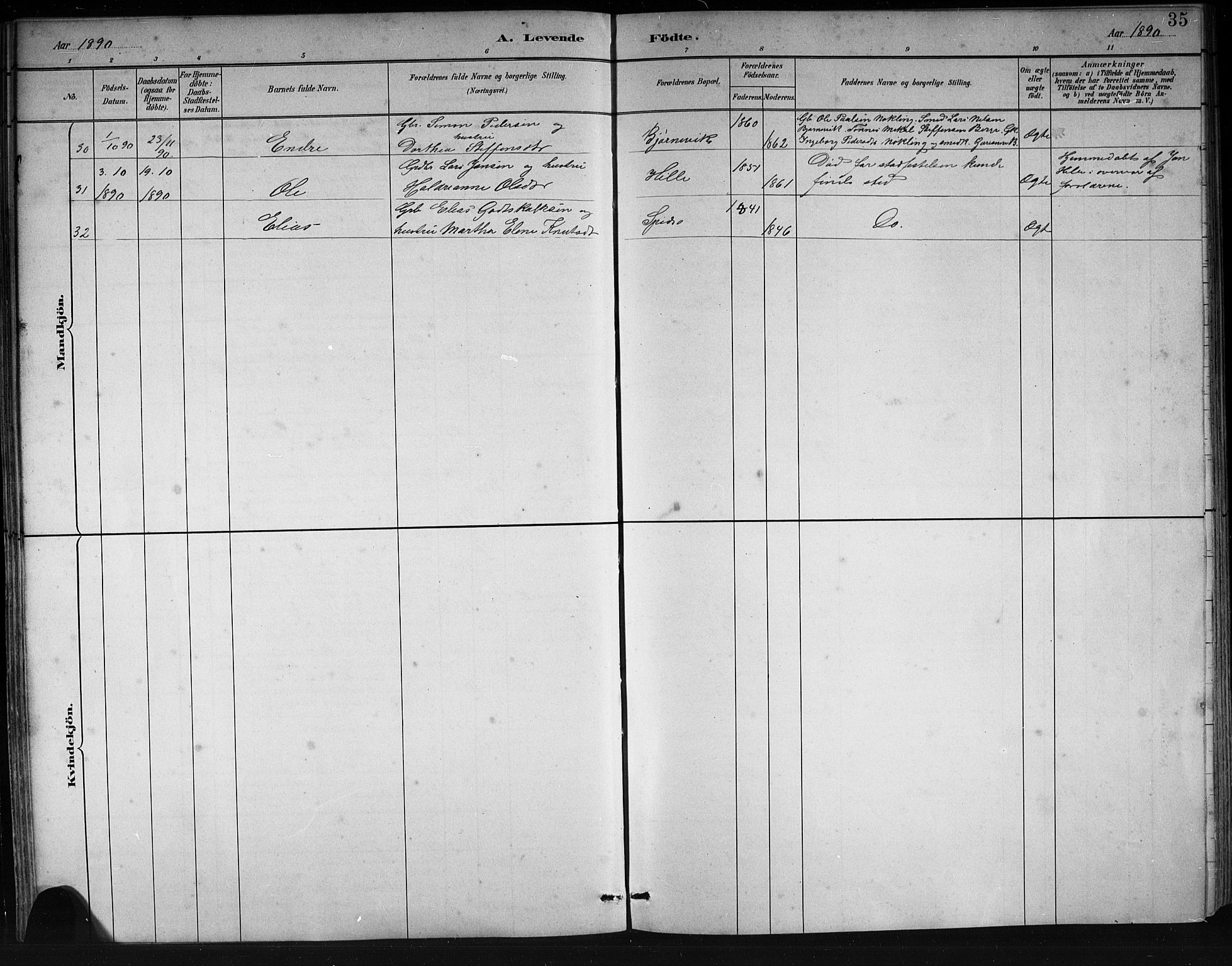 Finnås sokneprestembete, AV/SAB-A-99925/H/Ha/Hab/Haba/L0003: Parish register (copy) no. A 3, 1883-1900, p. 35