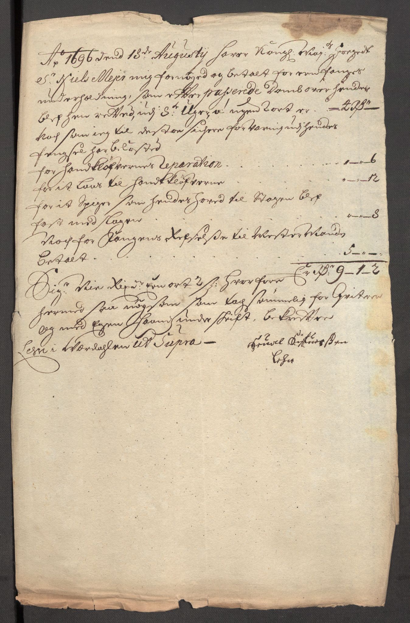 Rentekammeret inntil 1814, Reviderte regnskaper, Fogderegnskap, AV/RA-EA-4092/R62/L4188: Fogderegnskap Stjørdal og Verdal, 1696, p. 167