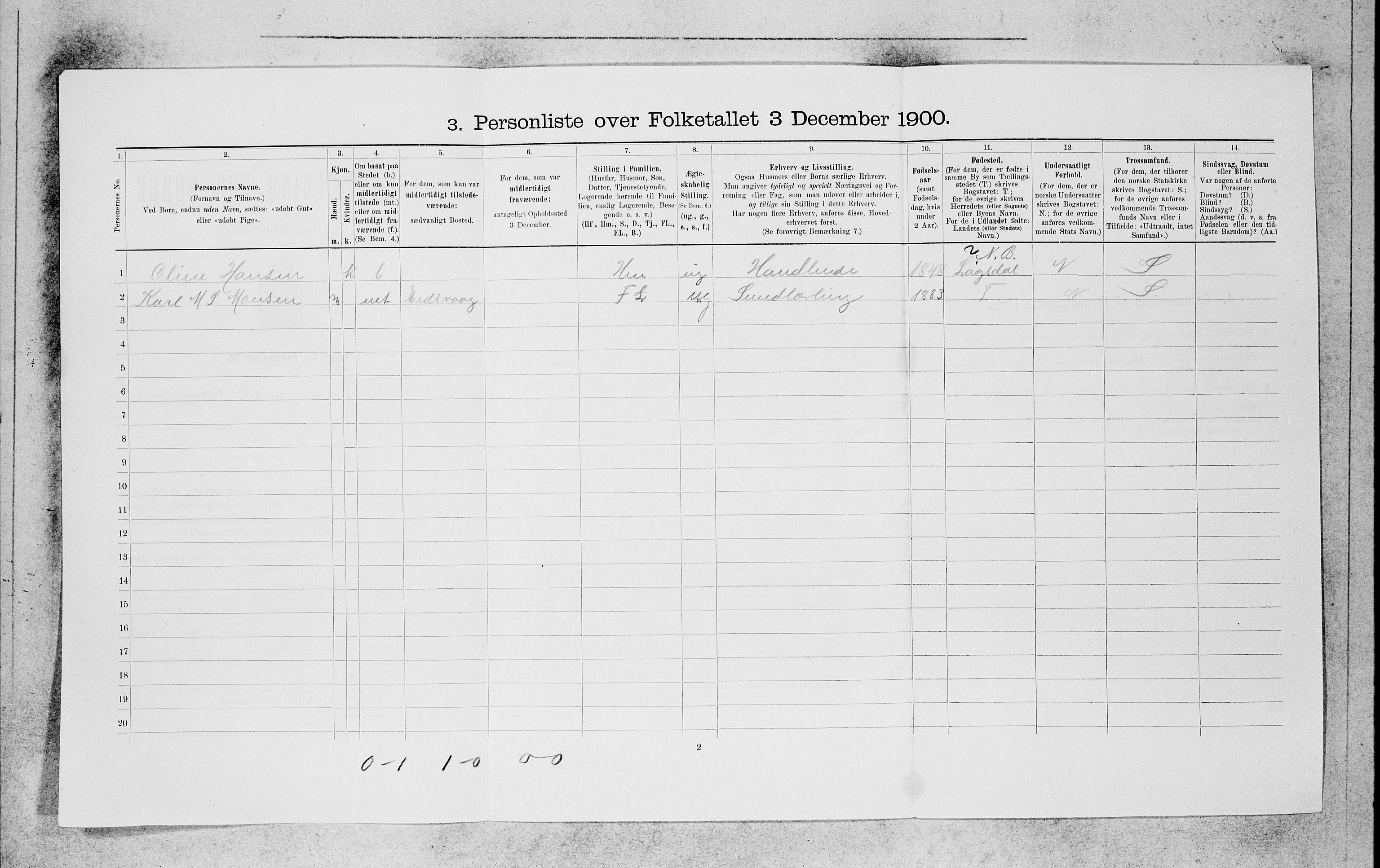 SAB, 1900 census for Bergen, 1900, p. 11438