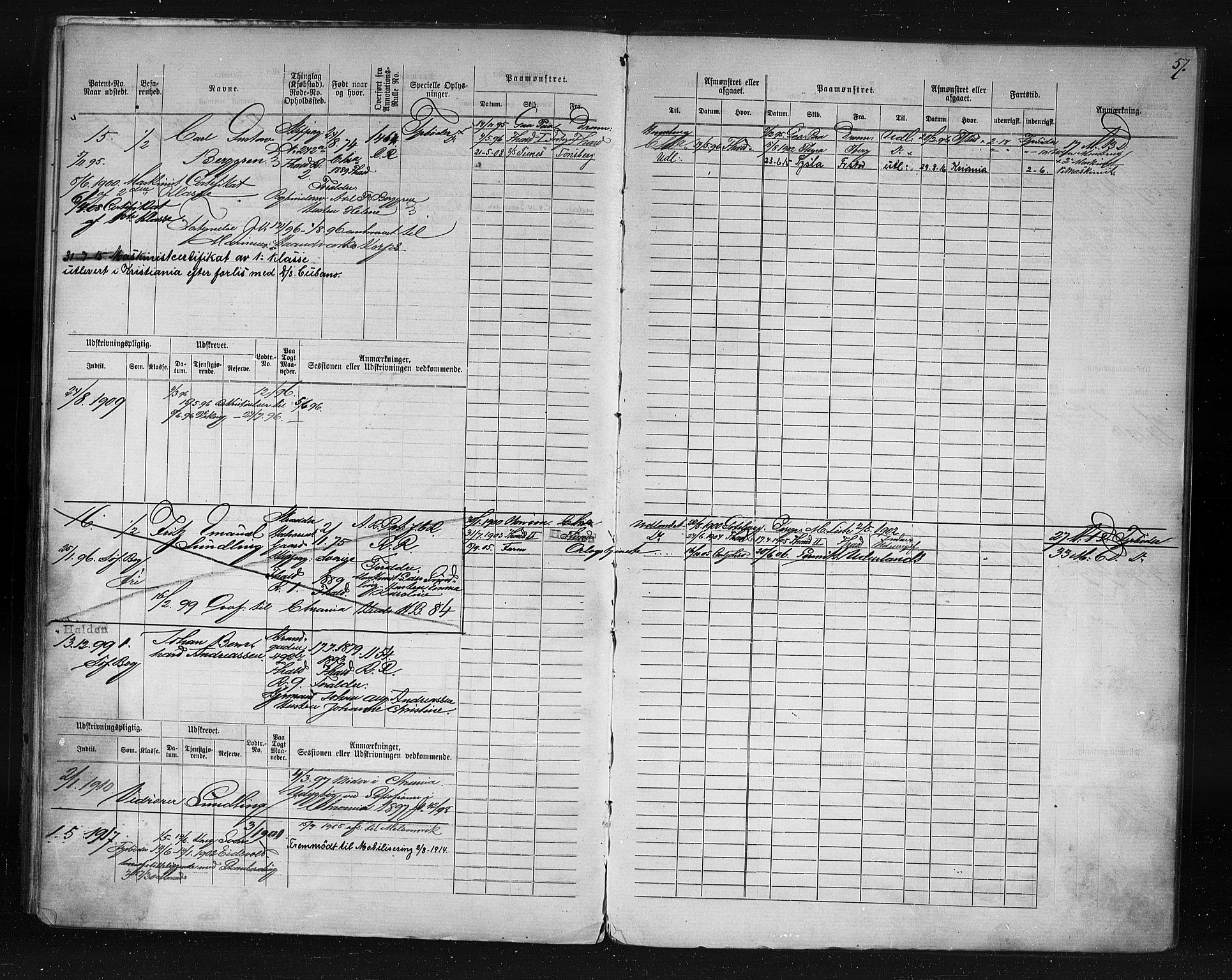 Halden mønstringskontor, AV/SAO-A-10569a/F/Fc/Fcd/L0003: Annotasjons- og hovedrulle for maskinister og fyrbøtere, 1876-1918, p. 16