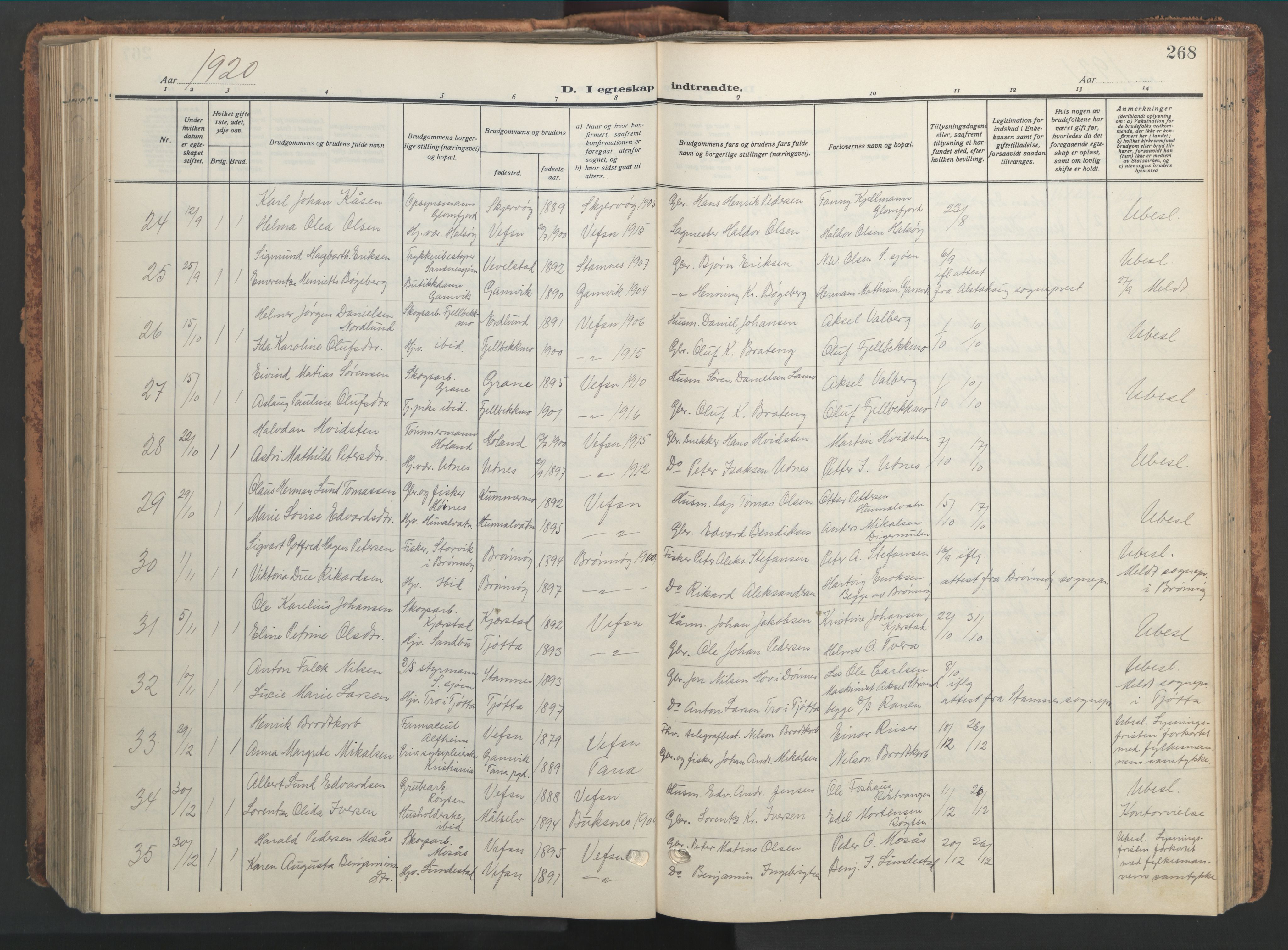Ministerialprotokoller, klokkerbøker og fødselsregistre - Nordland, SAT/A-1459/820/L0302: Parish register (copy) no. 820C04, 1917-1948, p. 268