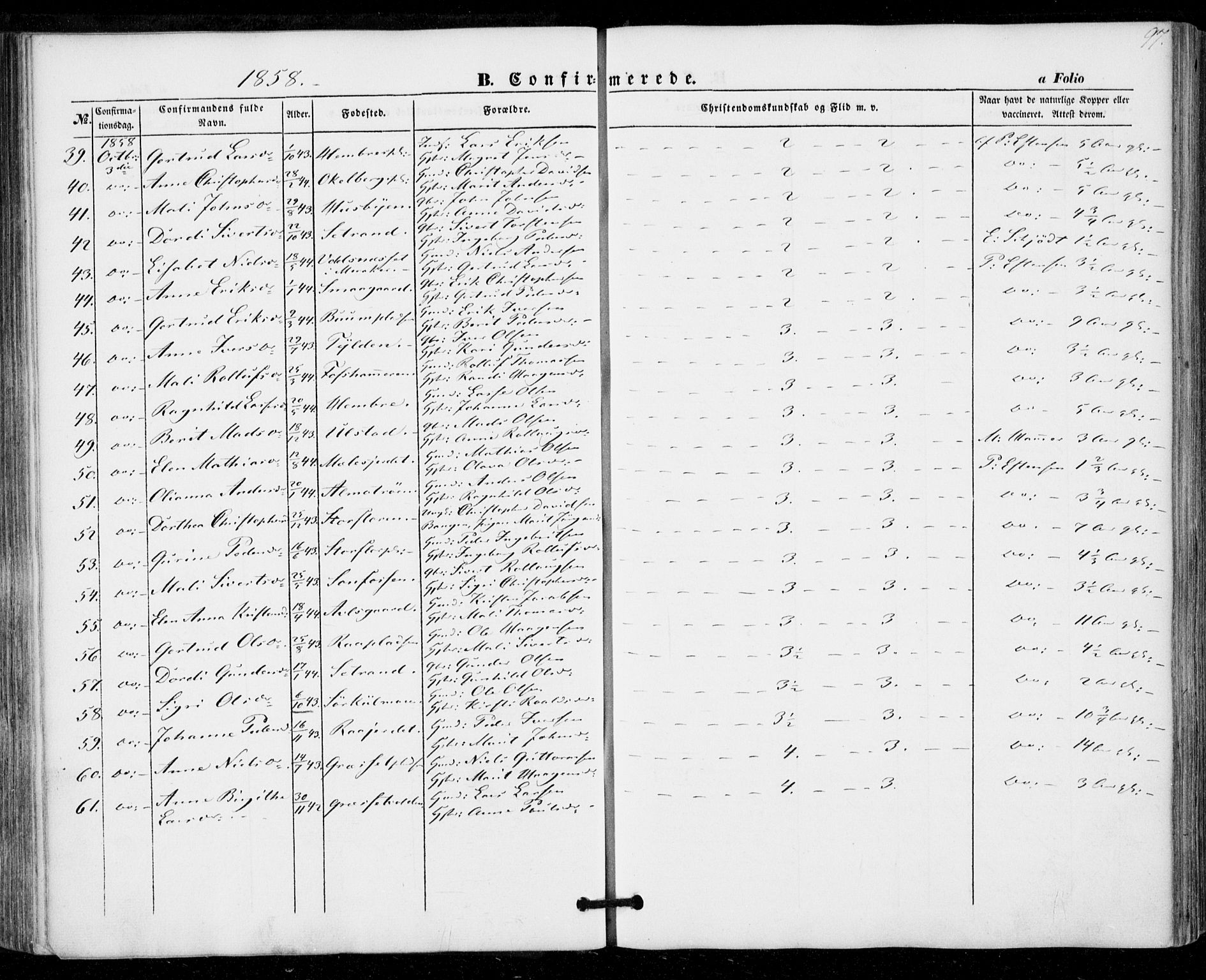 Ministerialprotokoller, klokkerbøker og fødselsregistre - Nord-Trøndelag, SAT/A-1458/703/L0028: Parish register (official) no. 703A01, 1850-1862, p. 97
