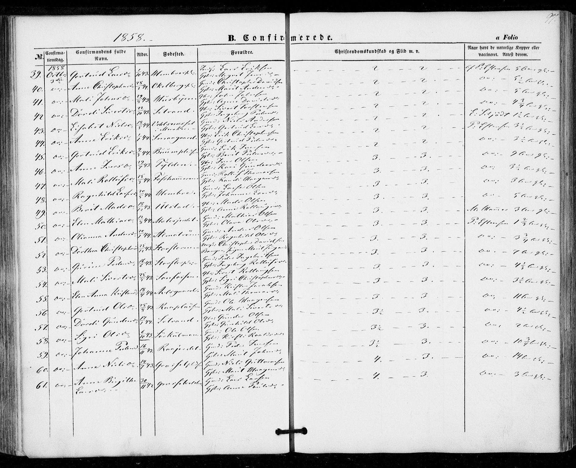 Ministerialprotokoller, klokkerbøker og fødselsregistre - Nord-Trøndelag, AV/SAT-A-1458/703/L0028: Parish register (official) no. 703A01, 1850-1862, p. 97