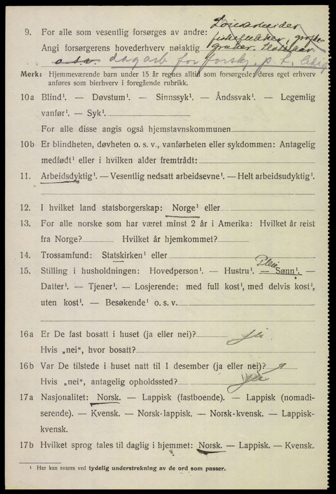 SAT, 1920 census for Vågan, 1920, p. 3946