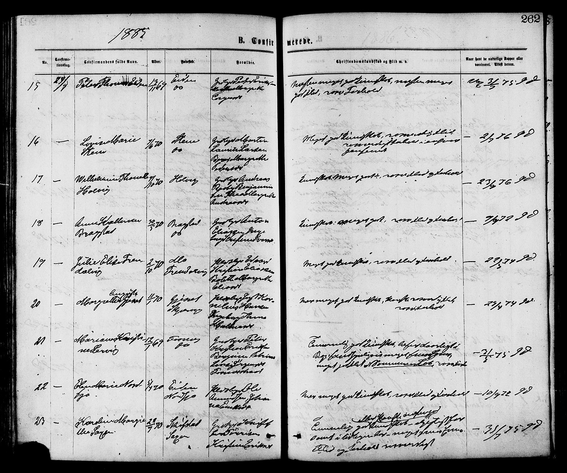 Ministerialprotokoller, klokkerbøker og fødselsregistre - Nord-Trøndelag, SAT/A-1458/773/L0616: Parish register (official) no. 773A07, 1870-1887, p. 262