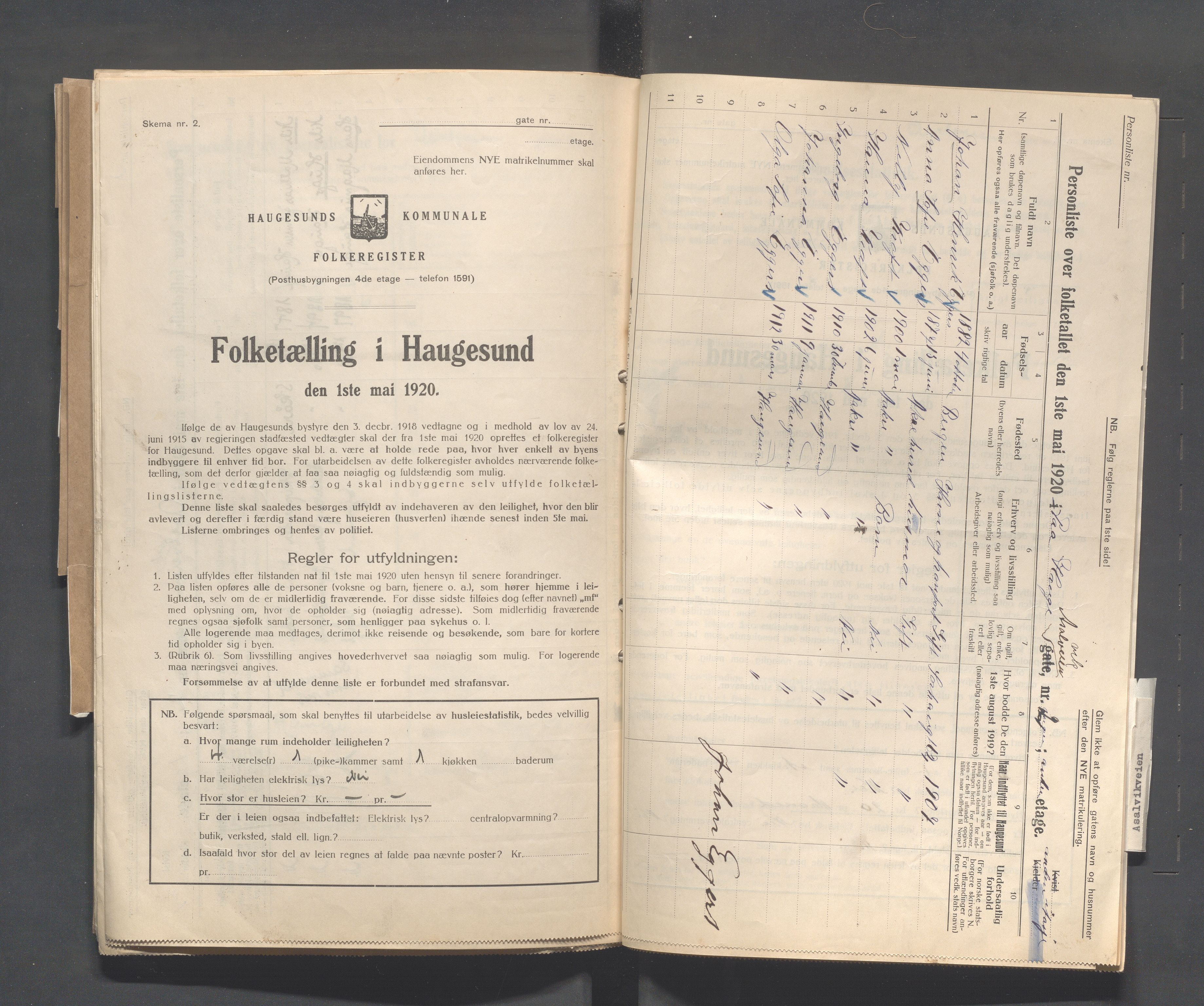 IKAR, Local census 1.5.1920 for Haugesund, 1920, p. 71