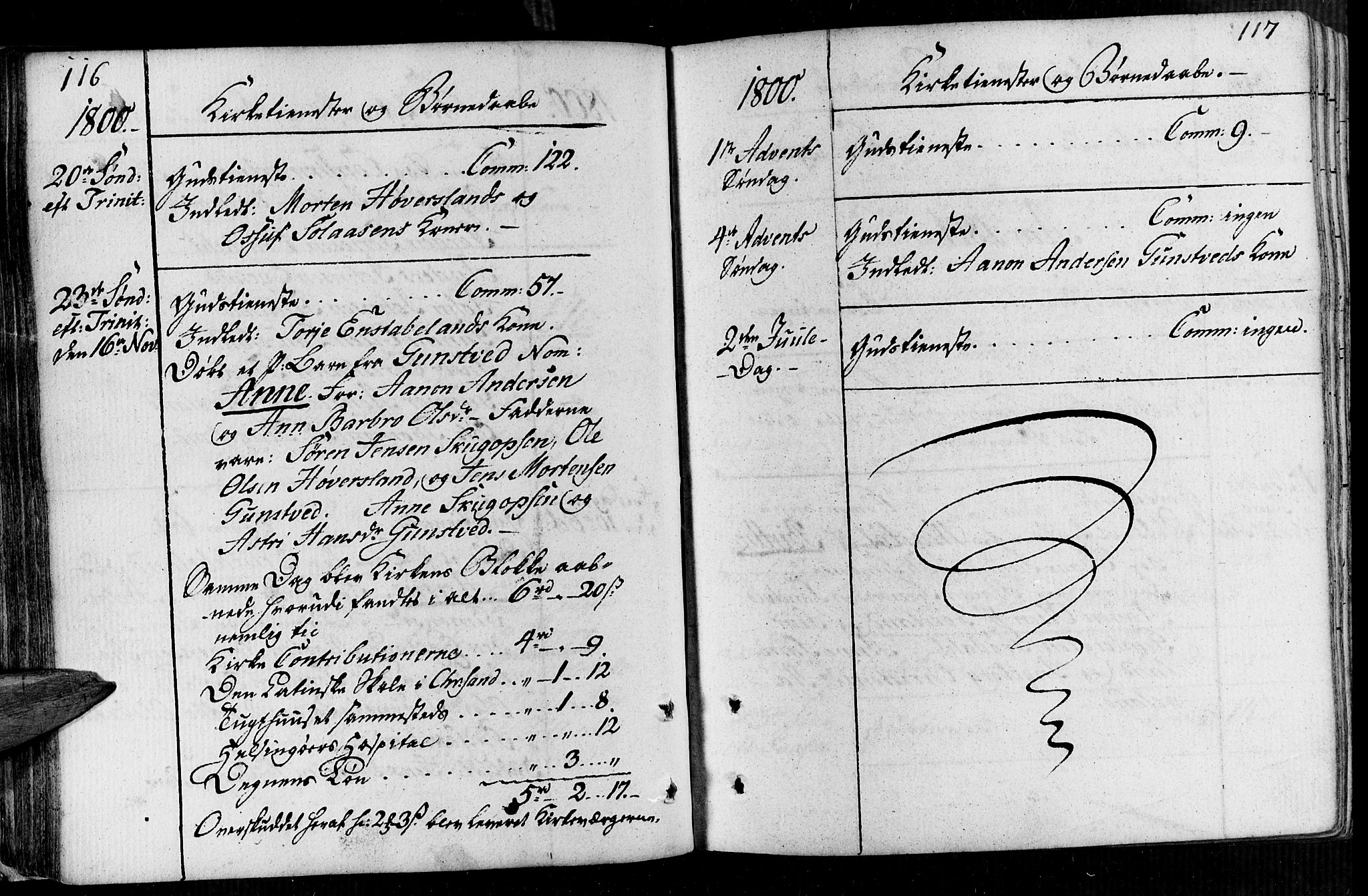 Vennesla sokneprestkontor, AV/SAK-1111-0045/Fa/Faa/L0002: Parish register (official) no. A 2, 1785-1834, p. 116-117