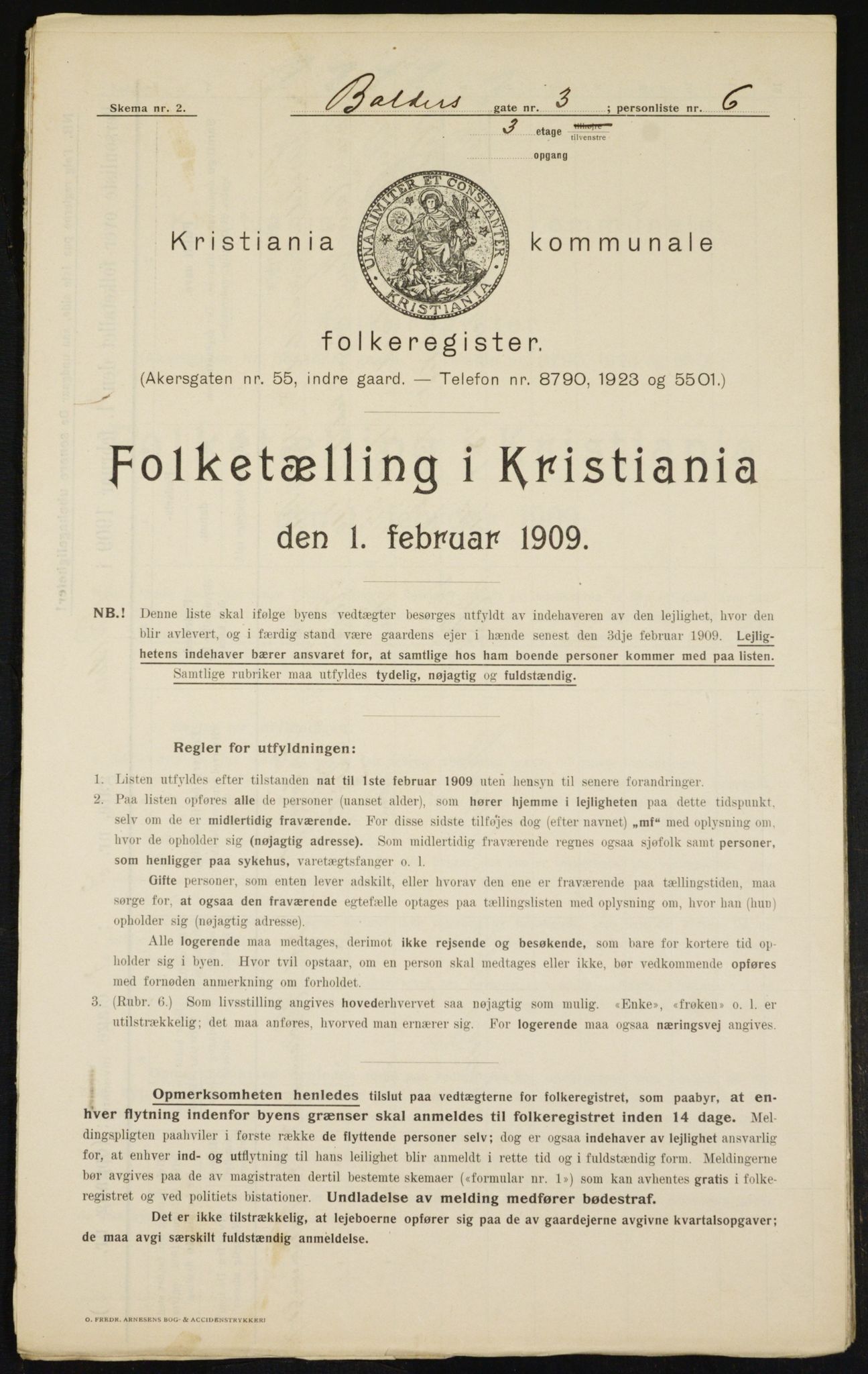 OBA, Municipal Census 1909 for Kristiania, 1909, p. 2797