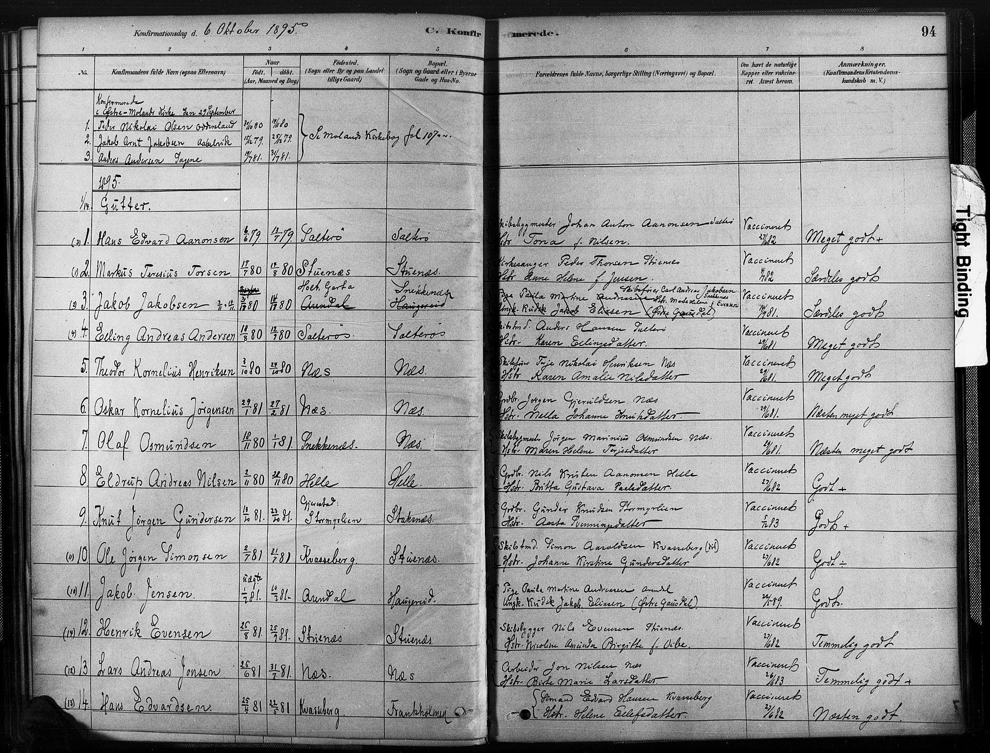 Austre Moland sokneprestkontor, SAK/1111-0001/F/Fa/Fab/L0001: Parish register (official) no. A 1, 1878-1898, p. 94