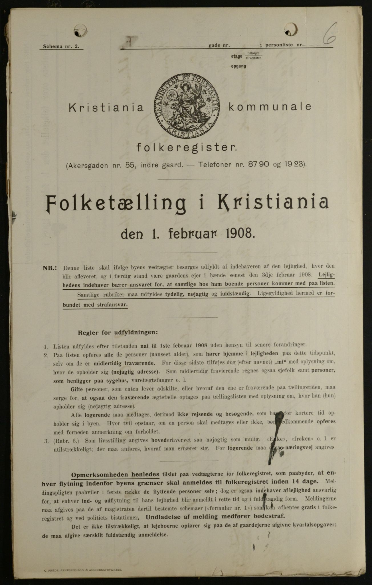 OBA, Municipal Census 1908 for Kristiania, 1908, p. 36453