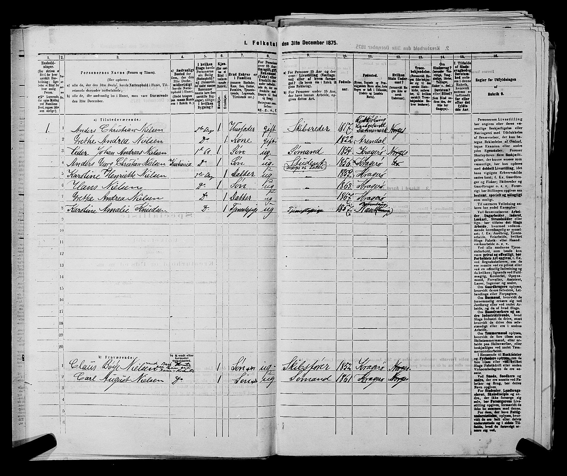 SAKO, 1875 census for 0801P Kragerø, 1875, p. 491