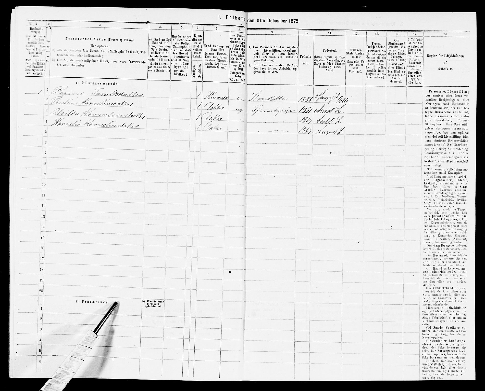 SAK, 1875 census for 1032P Lyngdal, 1875, p. 100