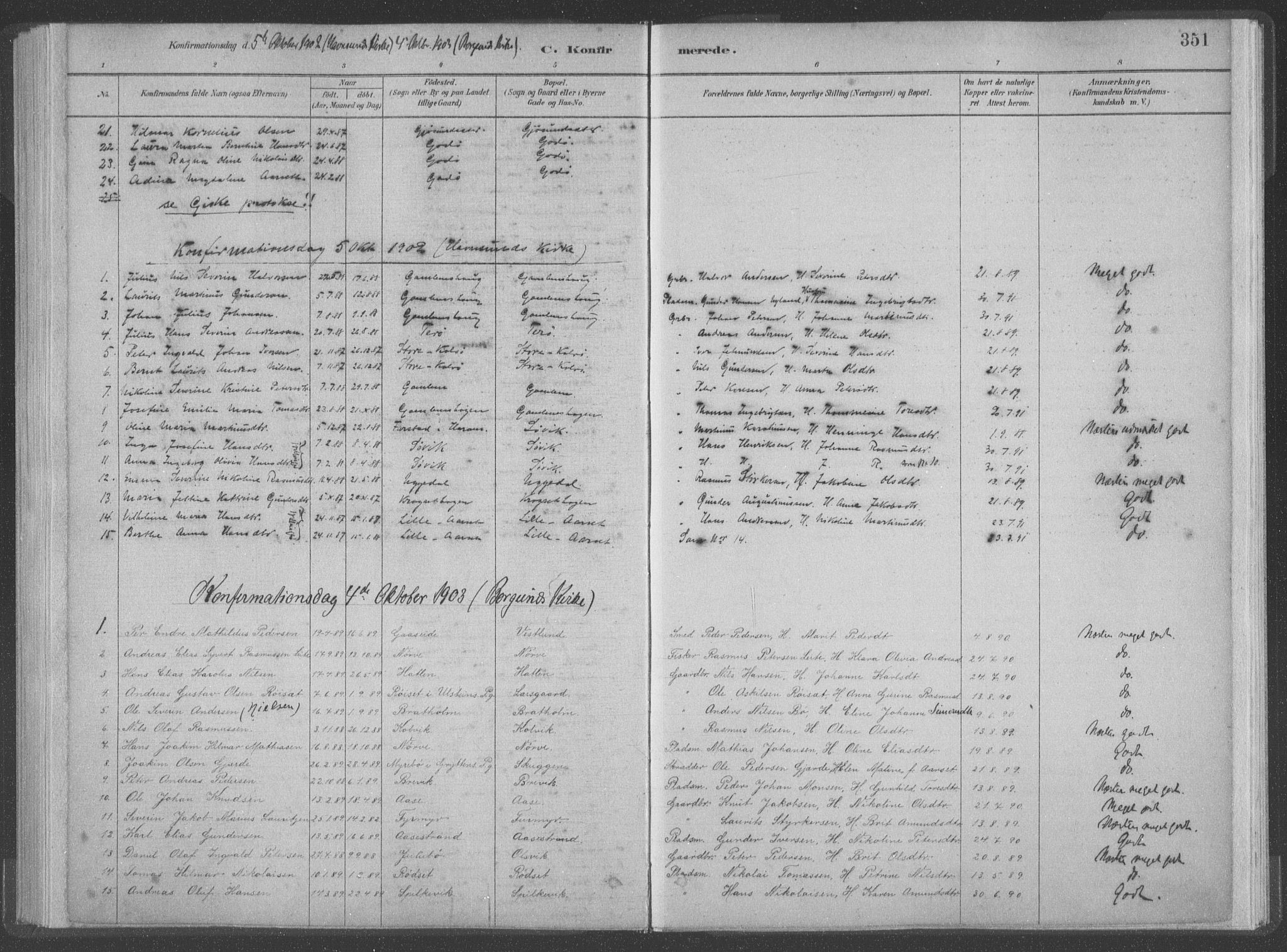 Ministerialprotokoller, klokkerbøker og fødselsregistre - Møre og Romsdal, SAT/A-1454/528/L0402: Parish register (official) no. 528A12II, 1880-1903, p. 351