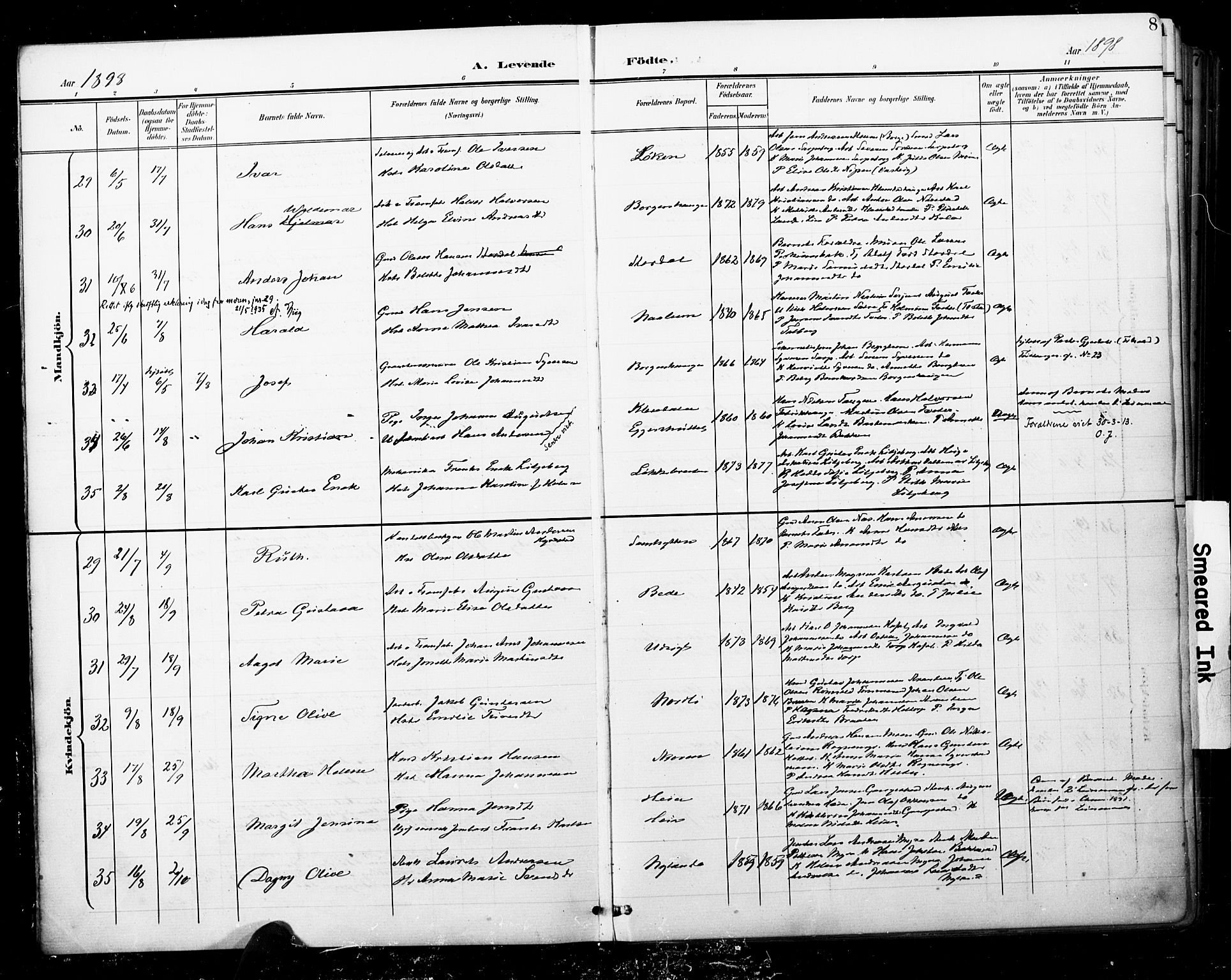 Skjeberg prestekontor Kirkebøker, AV/SAO-A-10923/F/Fa/L0010: Parish register (official) no. I 10, 1898-1911, p. 8