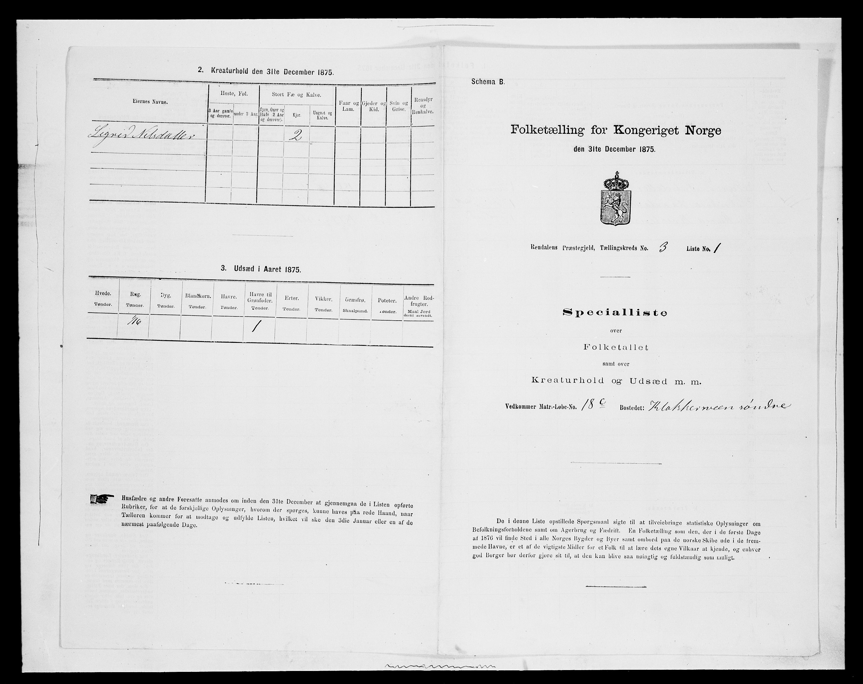 SAH, 1875 census for 0432P Rendalen, 1875, p. 346