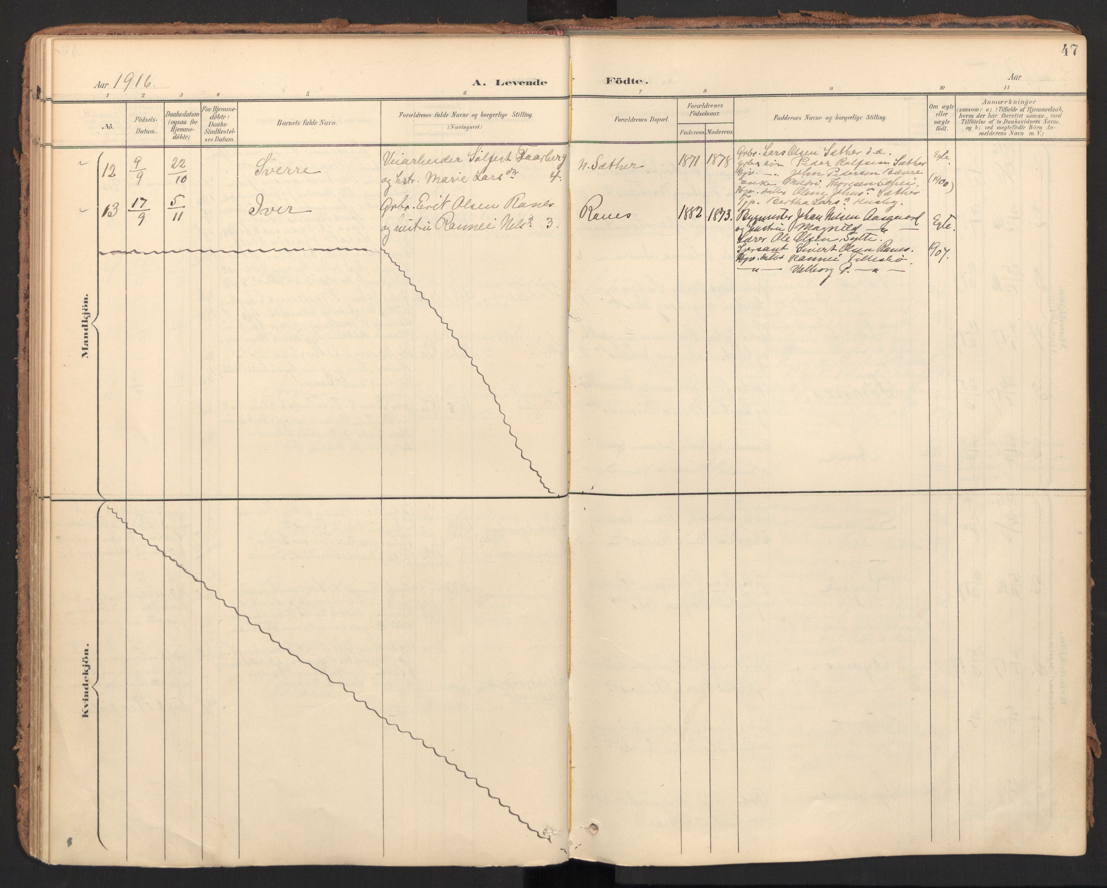 Ministerialprotokoller, klokkerbøker og fødselsregistre - Møre og Romsdal, AV/SAT-A-1454/596/L1057: Parish register (official) no. 596A02, 1900-1917, p. 47