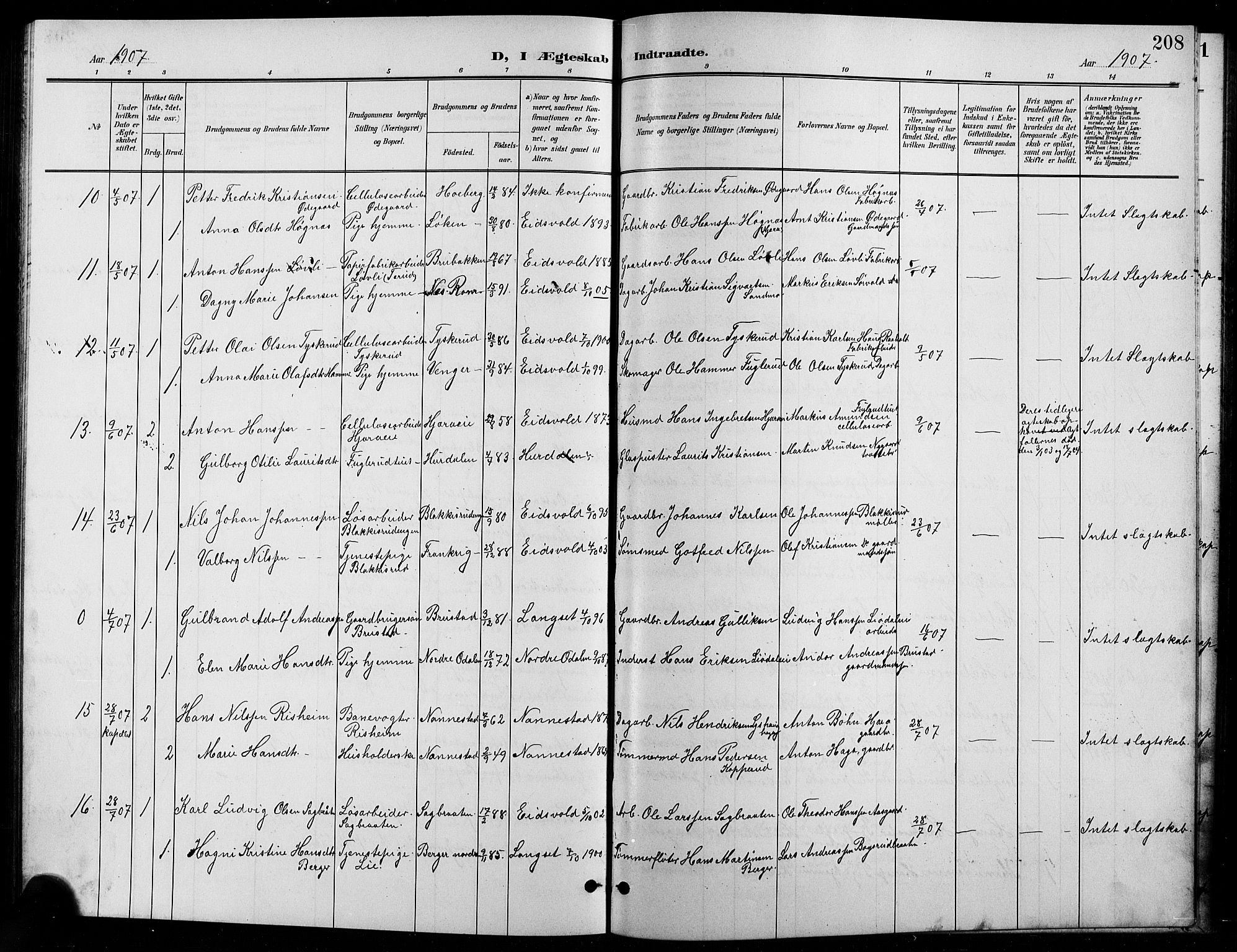 Eidsvoll prestekontor Kirkebøker, AV/SAO-A-10888/G/Ga/L0007: Parish register (copy) no. I 7, 1901-1909, p. 208