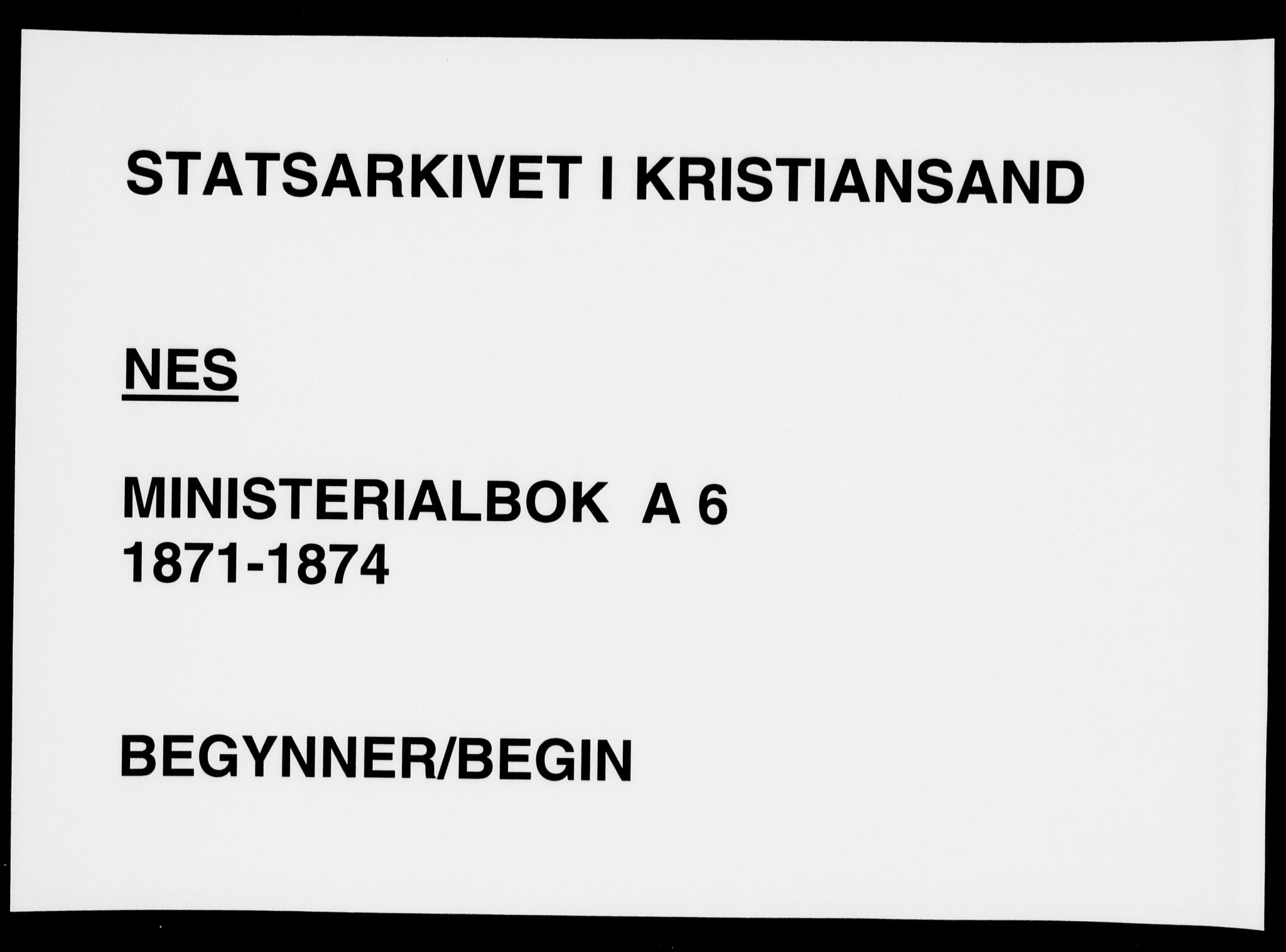 Flekkefjord sokneprestkontor, SAK/1111-0012/F/Fa/Fac/L0006: Parish register (official) no. A 6, 1871-1874