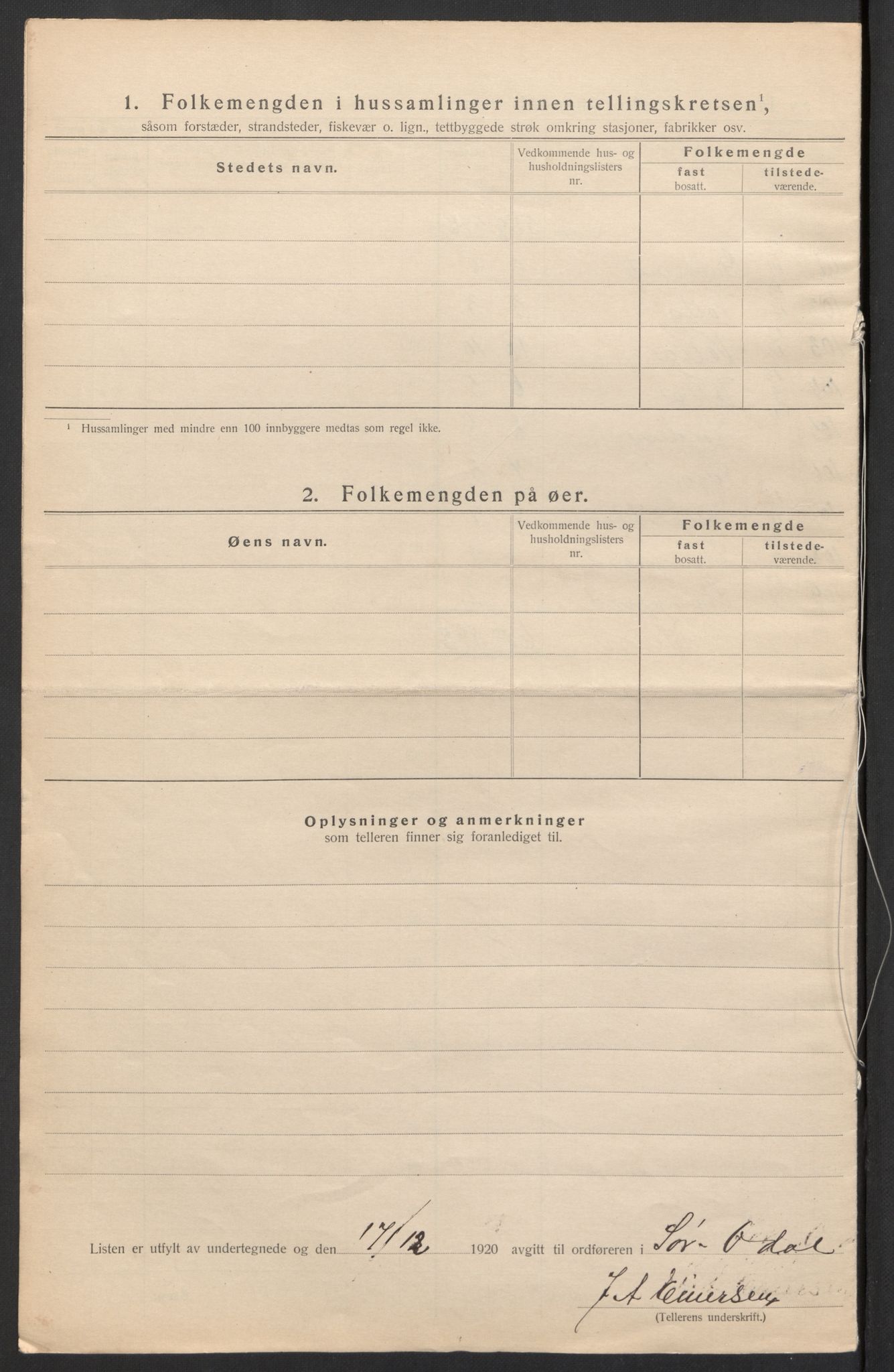 SAH, 1920 census for Sør-Odal, 1920, p. 12