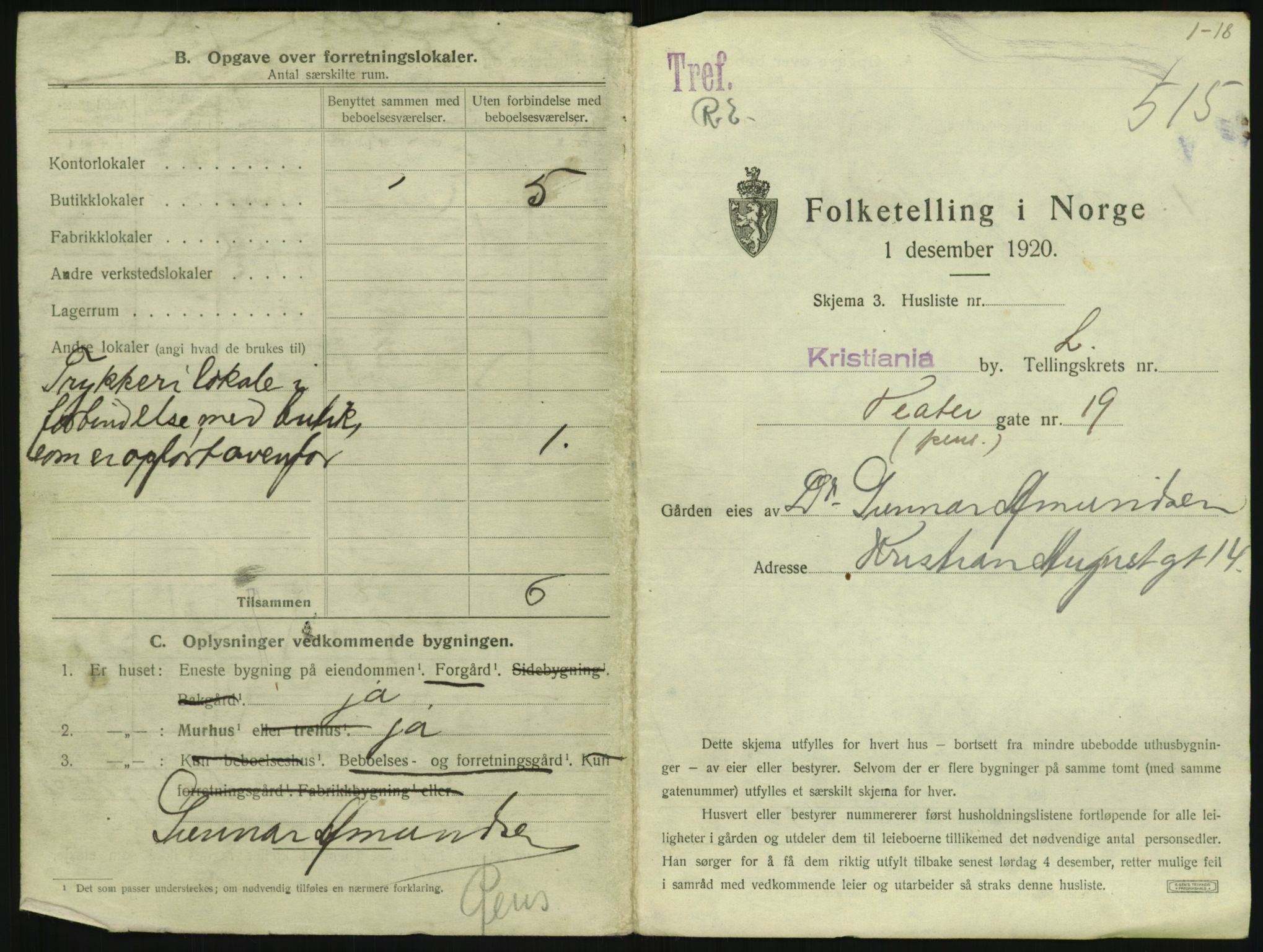 SAO, 1920 census for Kristiania, 1920, p. 109359