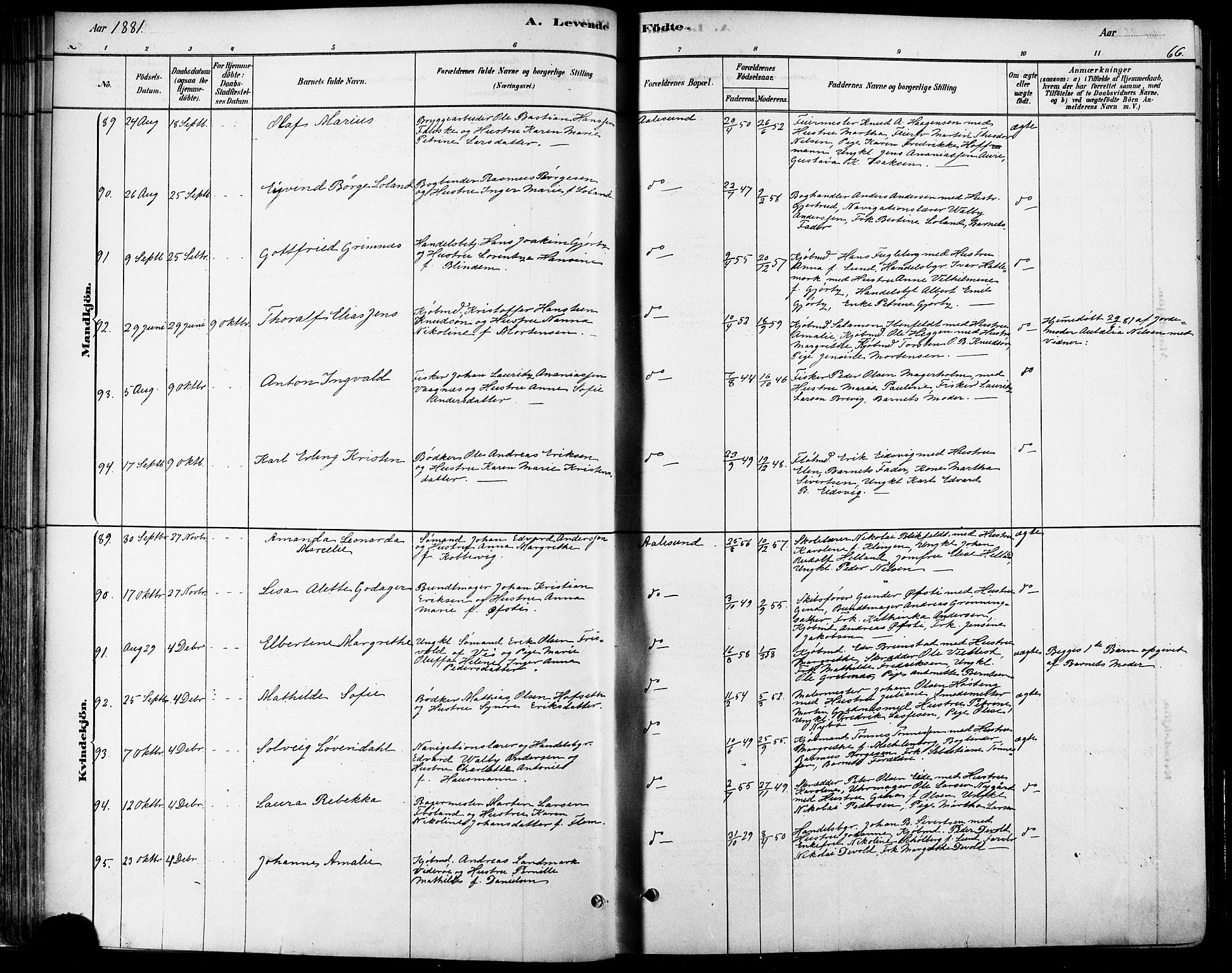 Ministerialprotokoller, klokkerbøker og fødselsregistre - Møre og Romsdal, AV/SAT-A-1454/529/L0454: Parish register (official) no. 529A04, 1878-1885, p. 66