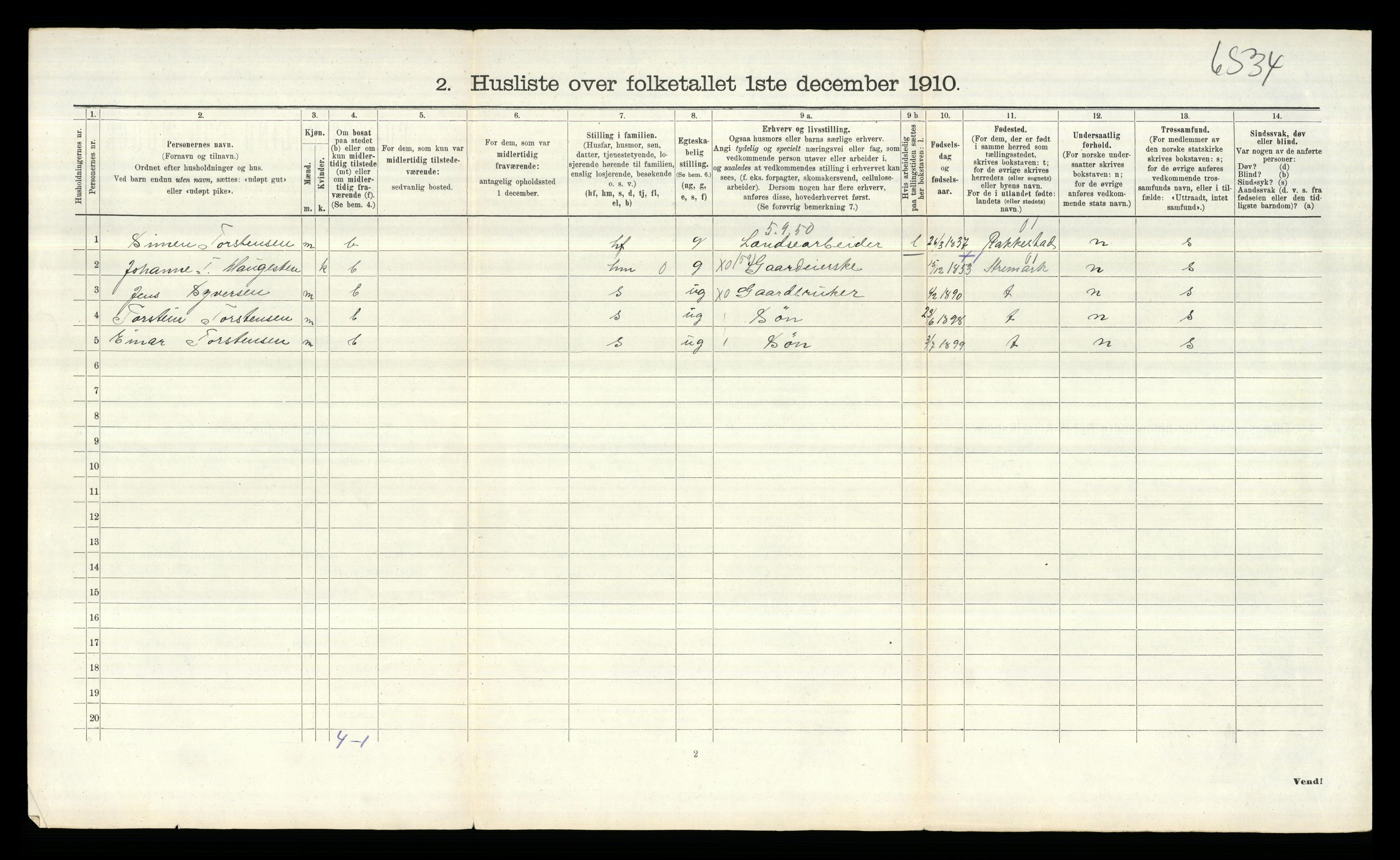 RA, 1910 census for Tune, 1910, p. 1979