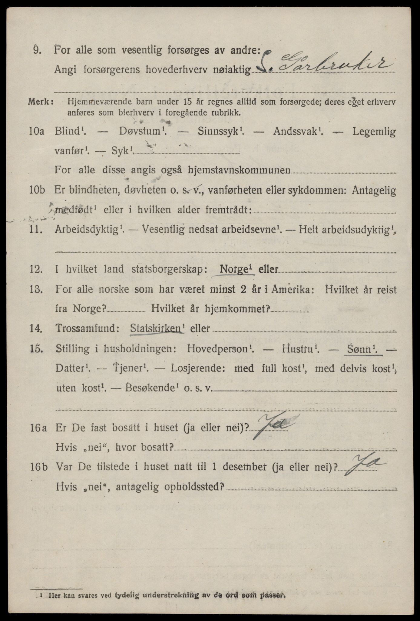 SAST, 1920 census for Sokndal, 1920, p. 2106