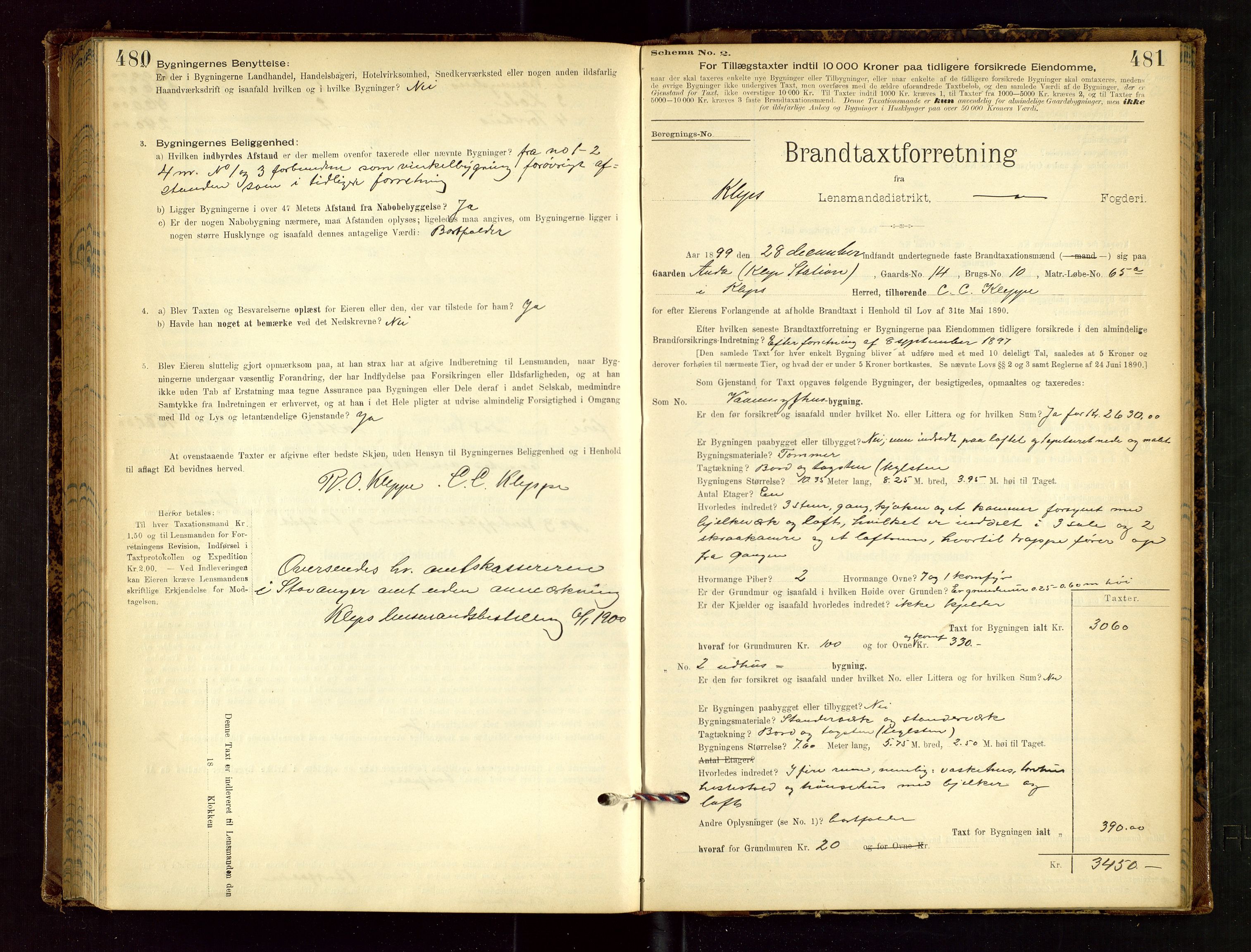 Klepp lensmannskontor, AV/SAST-A-100163/Goc/L0002: "Brandtaxationsprotokol" m/register, 1898-1902, p. 480-481