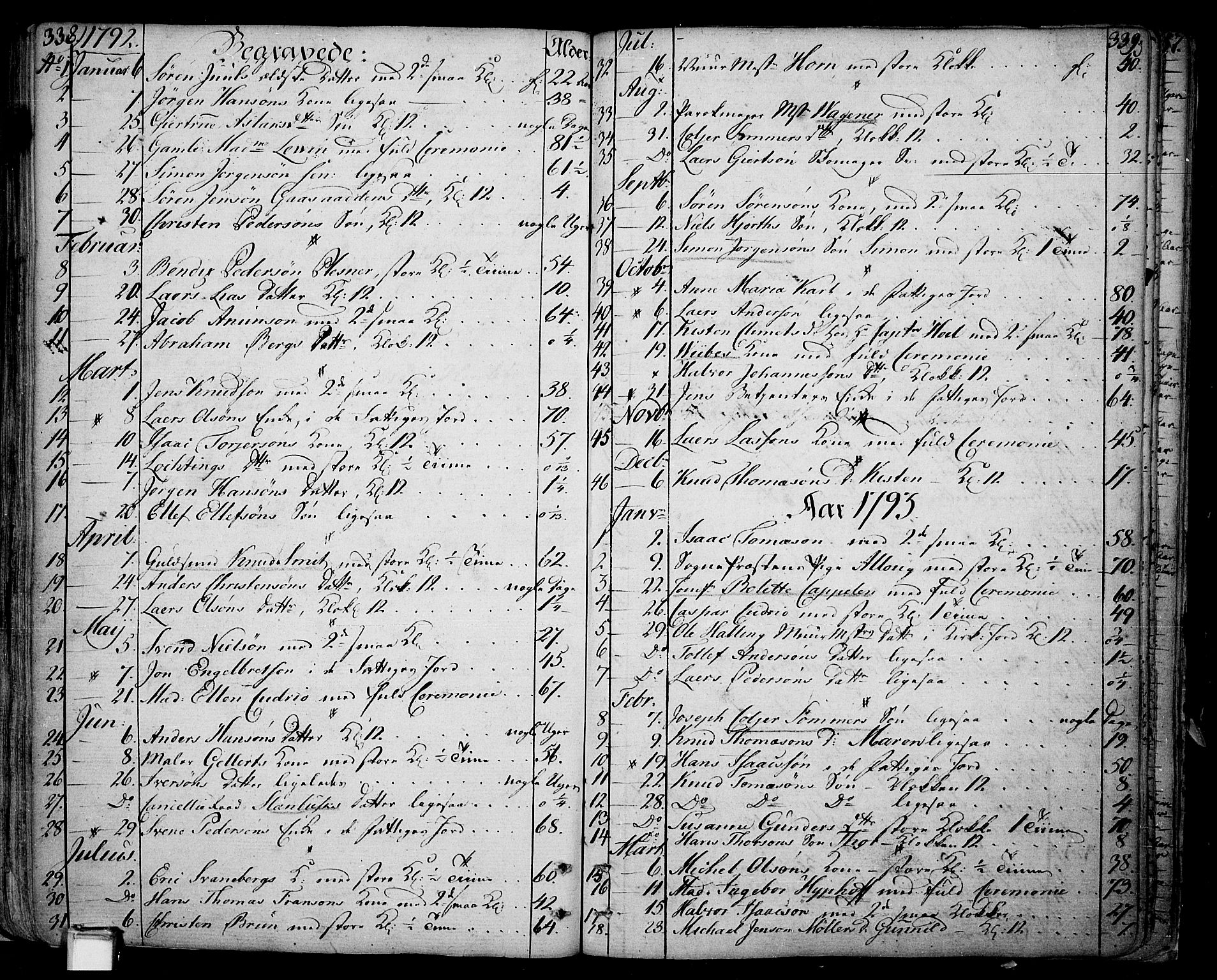 Skien kirkebøker, AV/SAKO-A-302/F/Fa/L0004: Parish register (official) no. 4, 1792-1814, p. 338-339