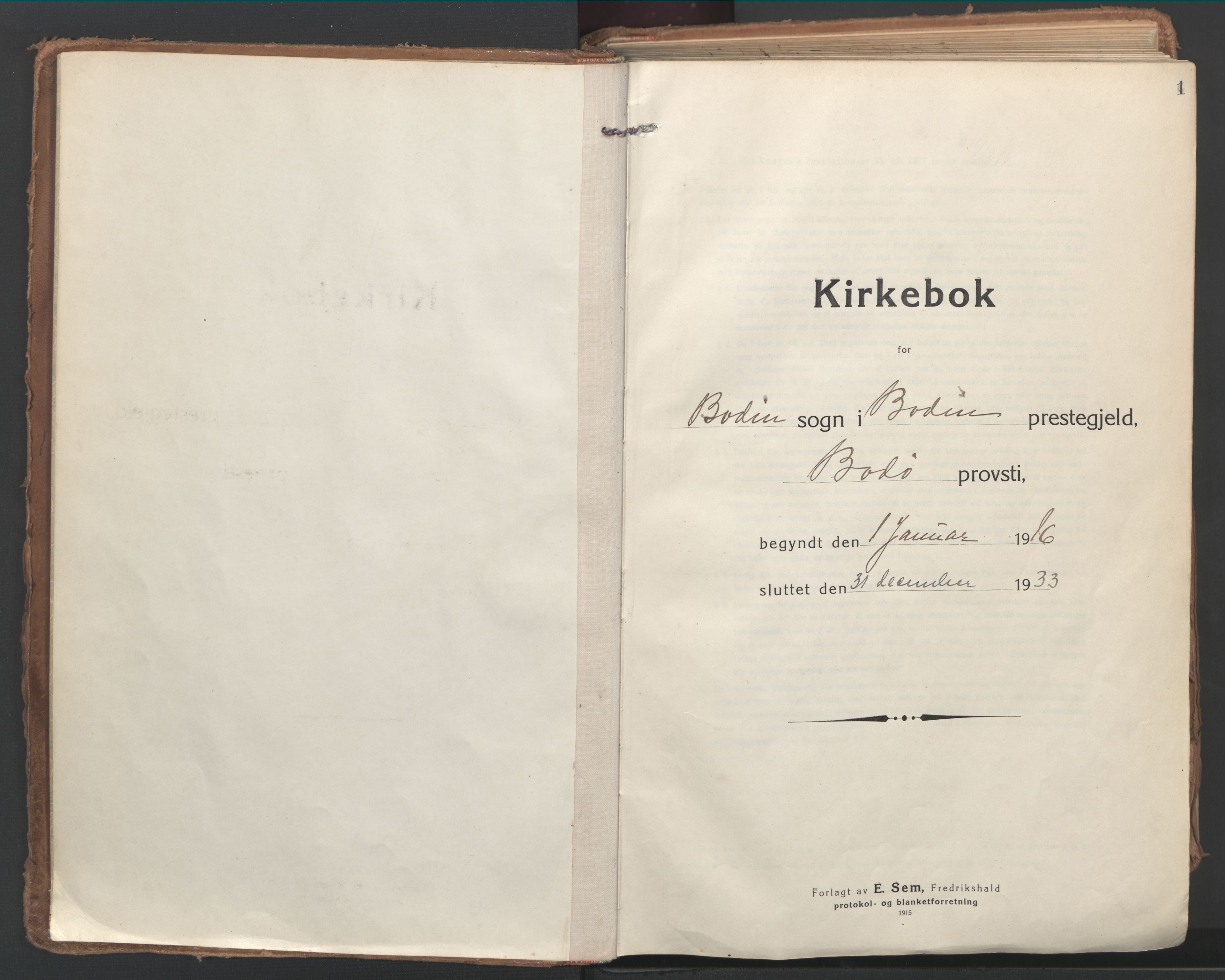 Ministerialprotokoller, klokkerbøker og fødselsregistre - Nordland, SAT/A-1459/802/L0060: Parish register (official) no. 802A07, 1916-1933, p. 1
