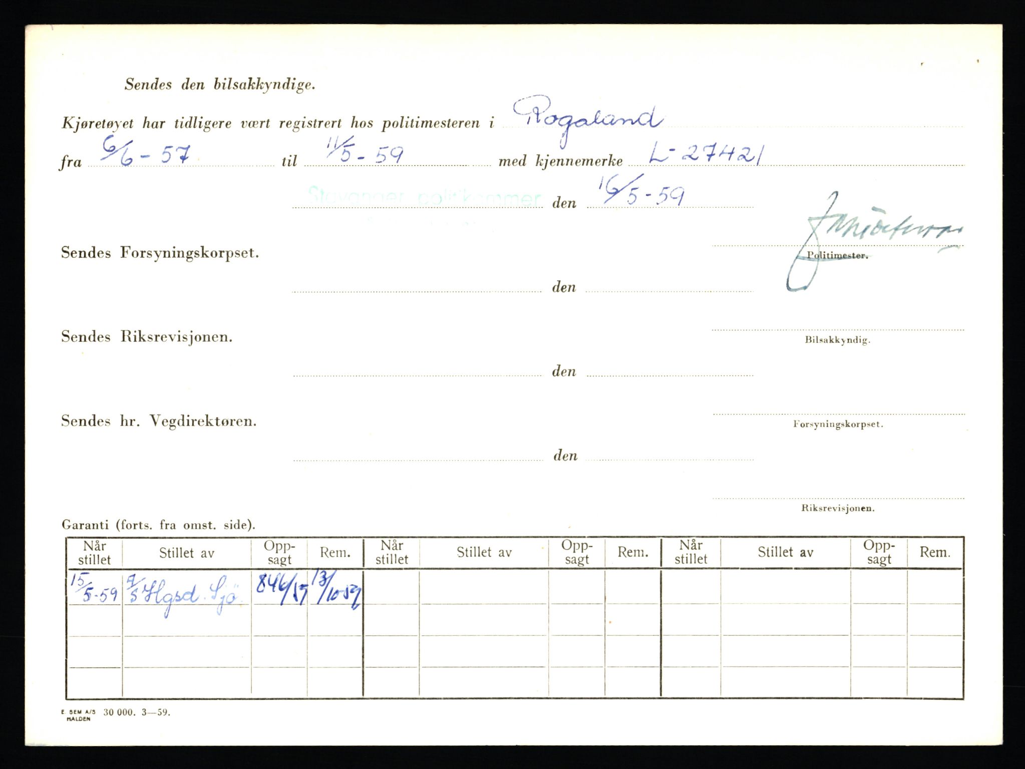 Stavanger trafikkstasjon, AV/SAST-A-101942/0/F/L0006: L-1700 - L-2149, 1930-1971, p. 192