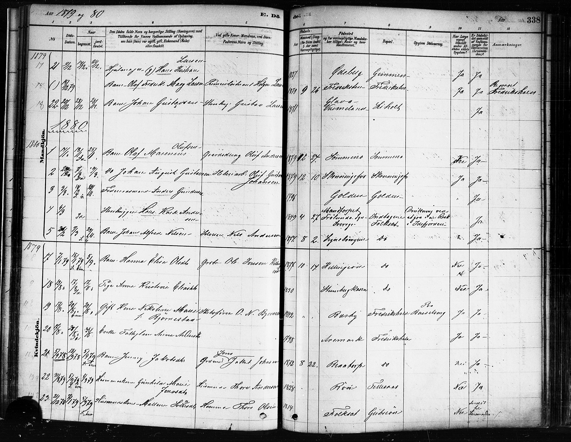 Idd prestekontor Kirkebøker, SAO/A-10911/F/Fc/L0006b: Parish register (official) no. III 6B, 1878-1903, p. 338