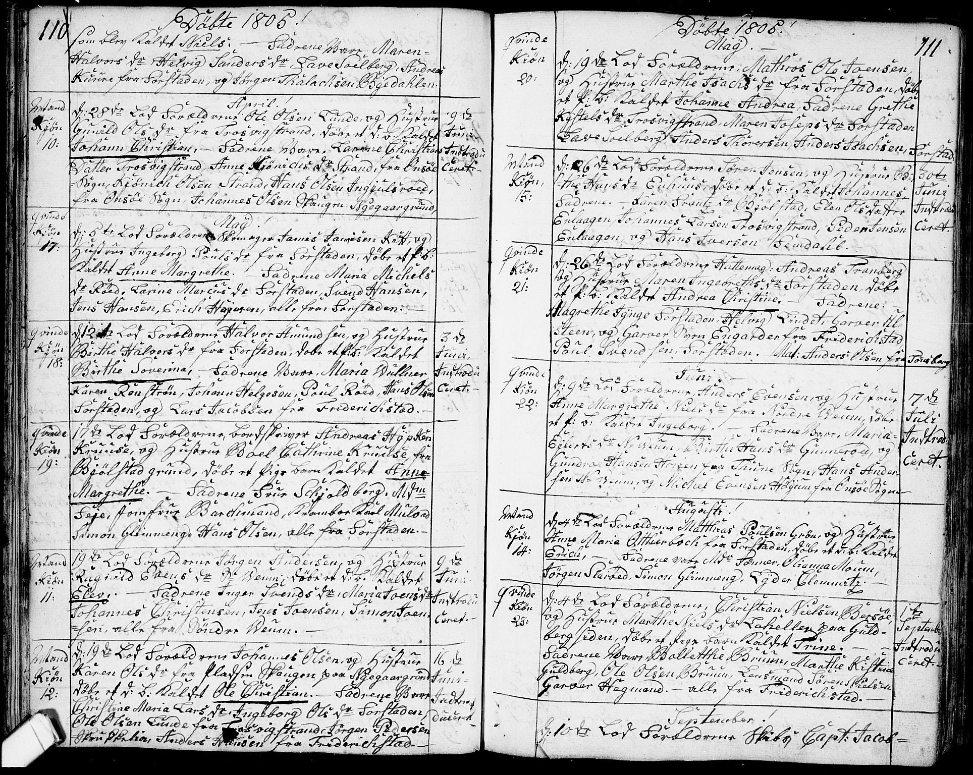 Glemmen prestekontor Kirkebøker, AV/SAO-A-10908/F/Fa/L0003: Parish register (official) no. 3, 1803-1815, p. 110-111
