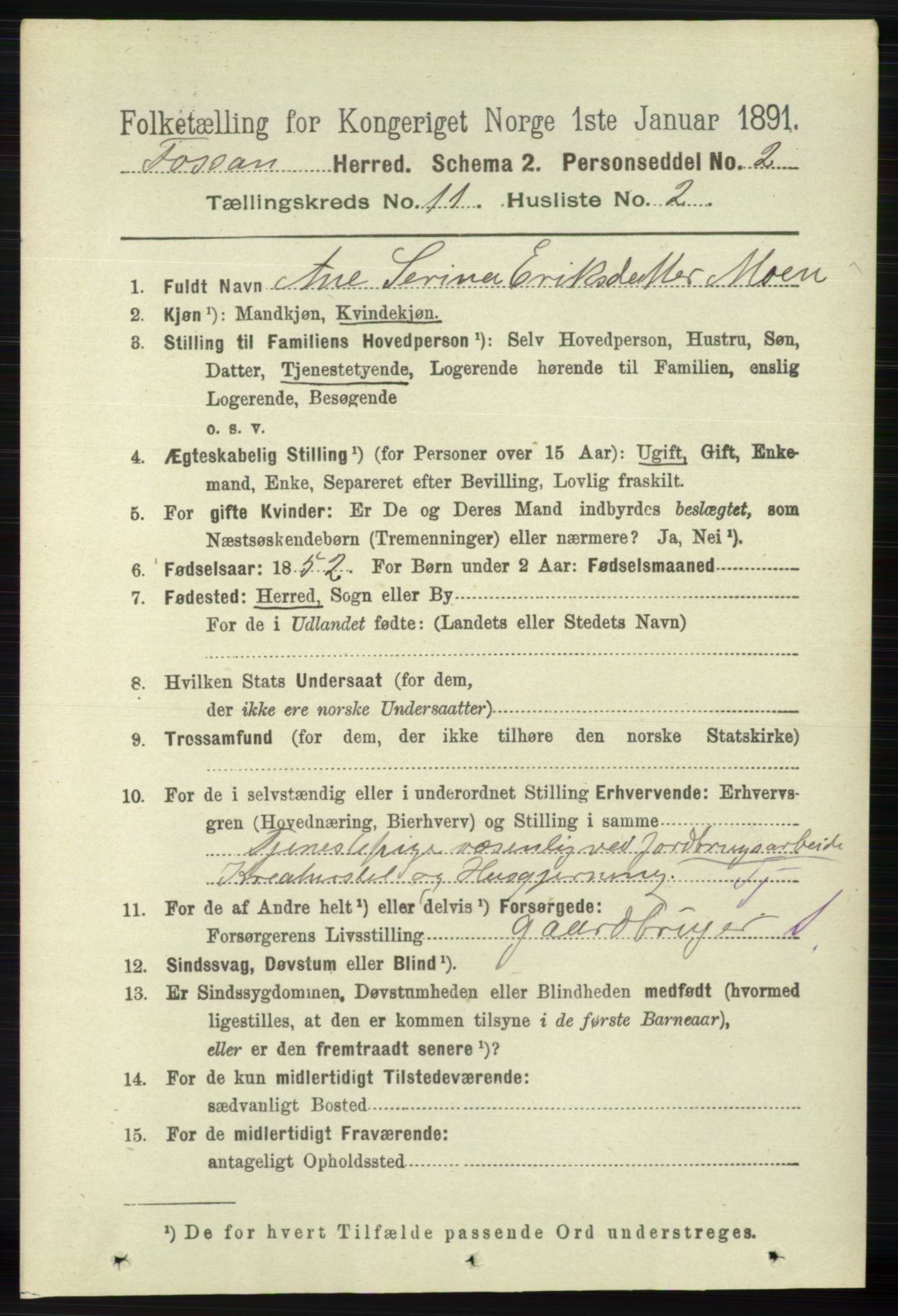 RA, 1891 census for 1129 Forsand, 1891, p. 1799