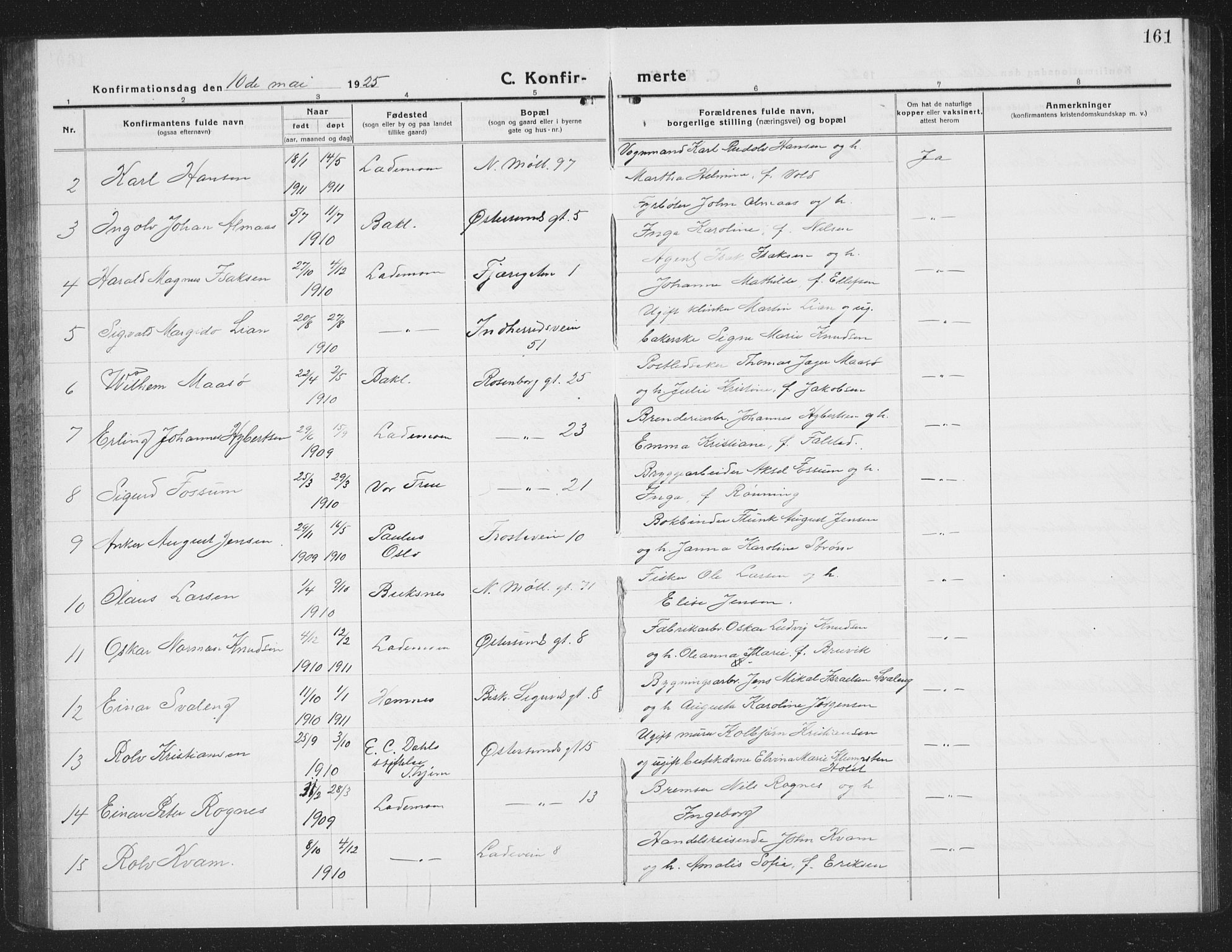 Ministerialprotokoller, klokkerbøker og fødselsregistre - Sør-Trøndelag, SAT/A-1456/605/L0258: Parish register (copy) no. 605C05, 1918-1930, p. 161