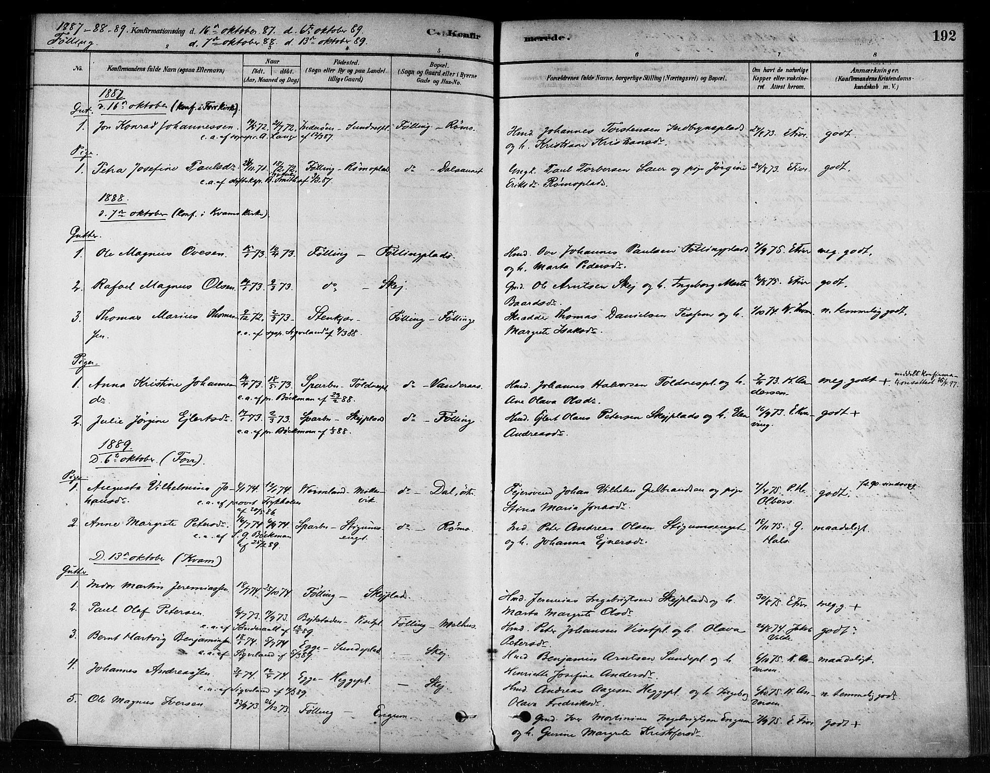 Ministerialprotokoller, klokkerbøker og fødselsregistre - Nord-Trøndelag, SAT/A-1458/746/L0449: Parish register (official) no. 746A07 /3, 1878-1899, p. 192