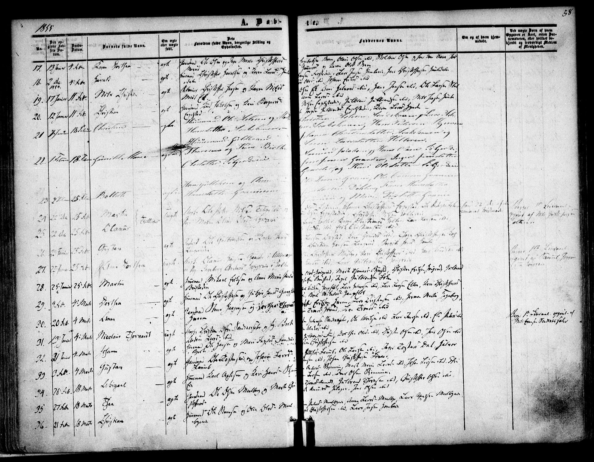 Nannestad prestekontor Kirkebøker, SAO/A-10414a/F/Fa/L0011: Parish register (official) no. I 11, 1850-1859, p. 58