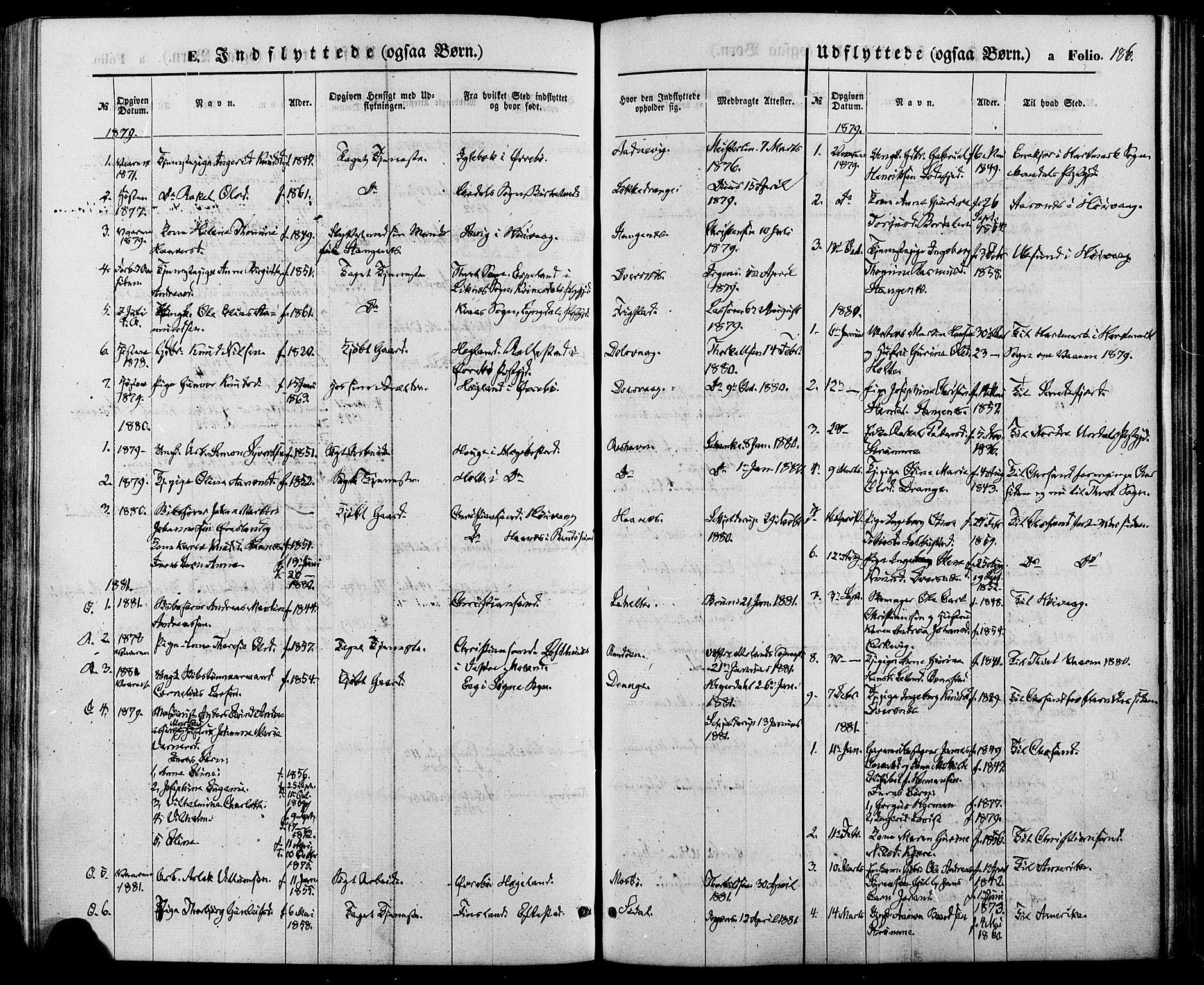 Oddernes sokneprestkontor, AV/SAK-1111-0033/F/Fa/Fab/L0001: Parish register (official) no. A 1, 1865-1884, p. 186